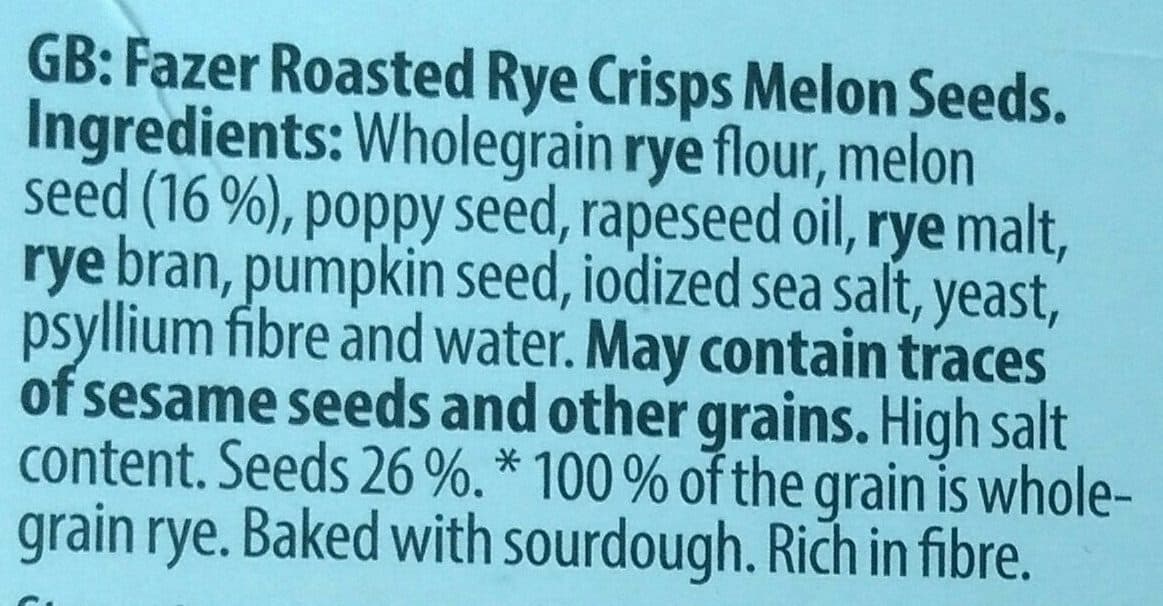 Fazer Roasted rye crisps - melon seeds packshot