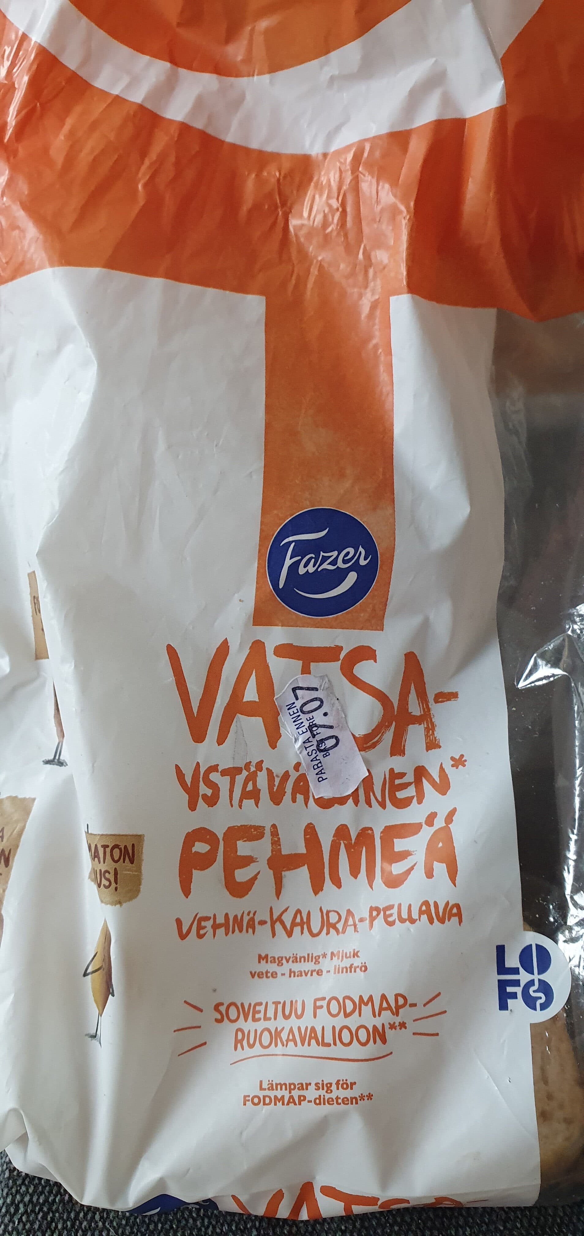 Fazer Vatsaystävällinen Pehmeä vehnä-kaura-pellava leipä packshot