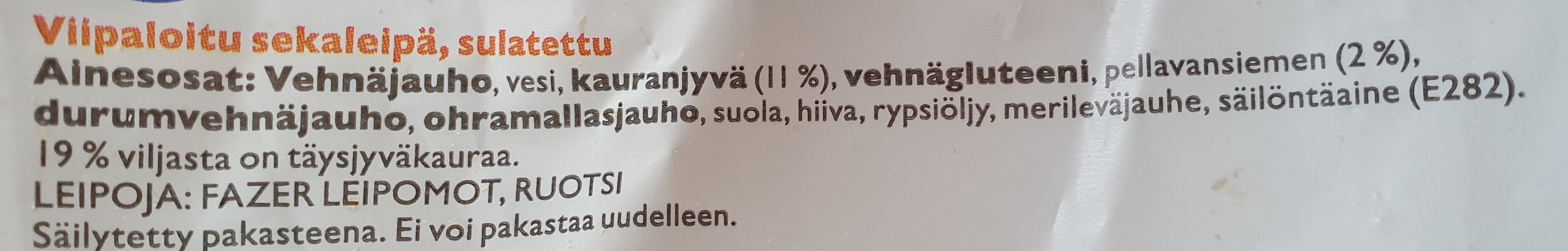 Fazer Vatsaystävällinen Pehmeä vehnä-kaura-pellava leipä packshot