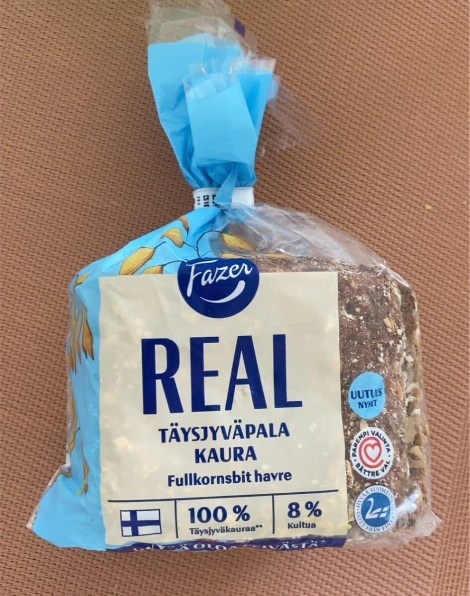 Fazer Real Täysjyväpala Kaura packshot