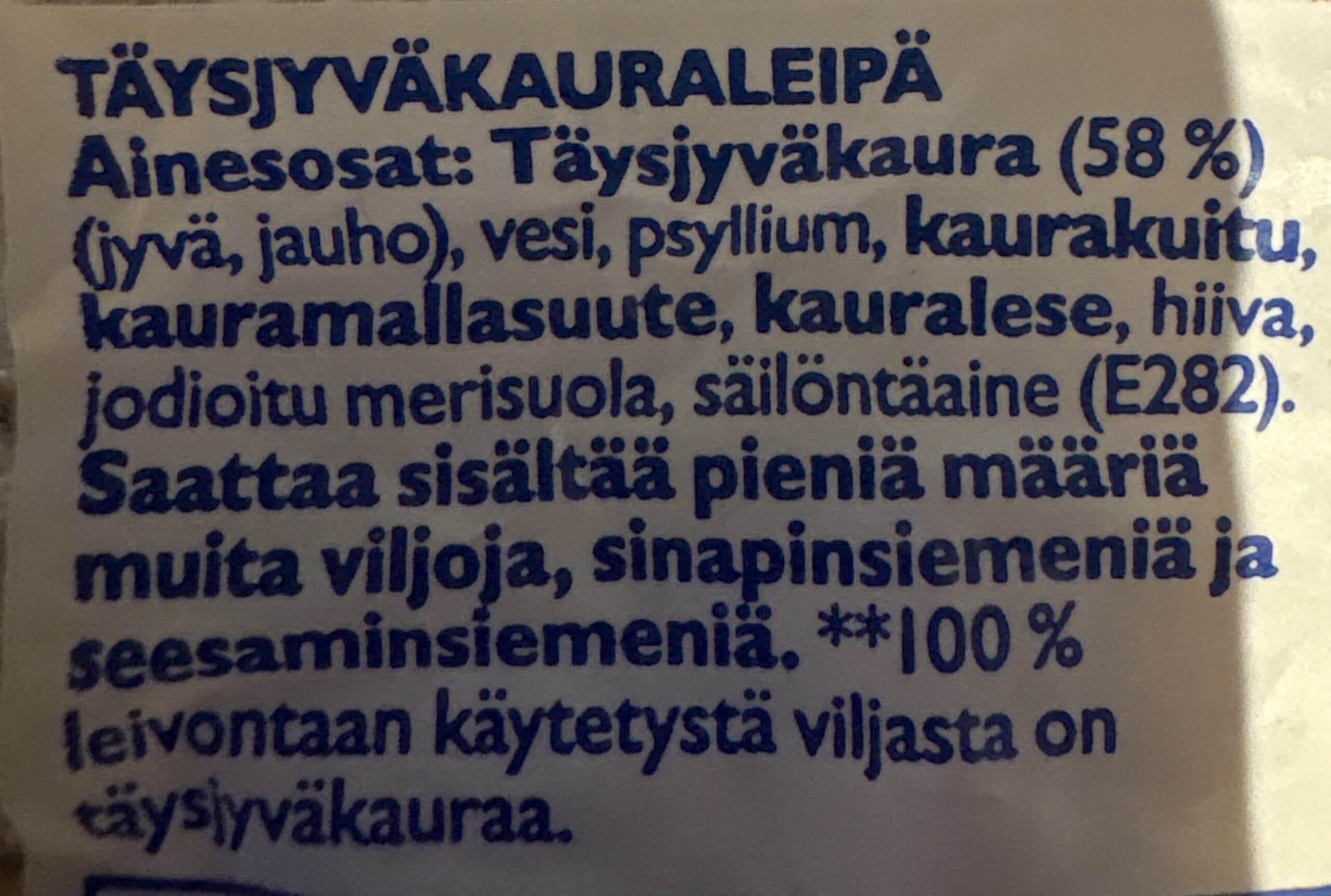 Fazer Real Täysjyväpala Kaura packshot