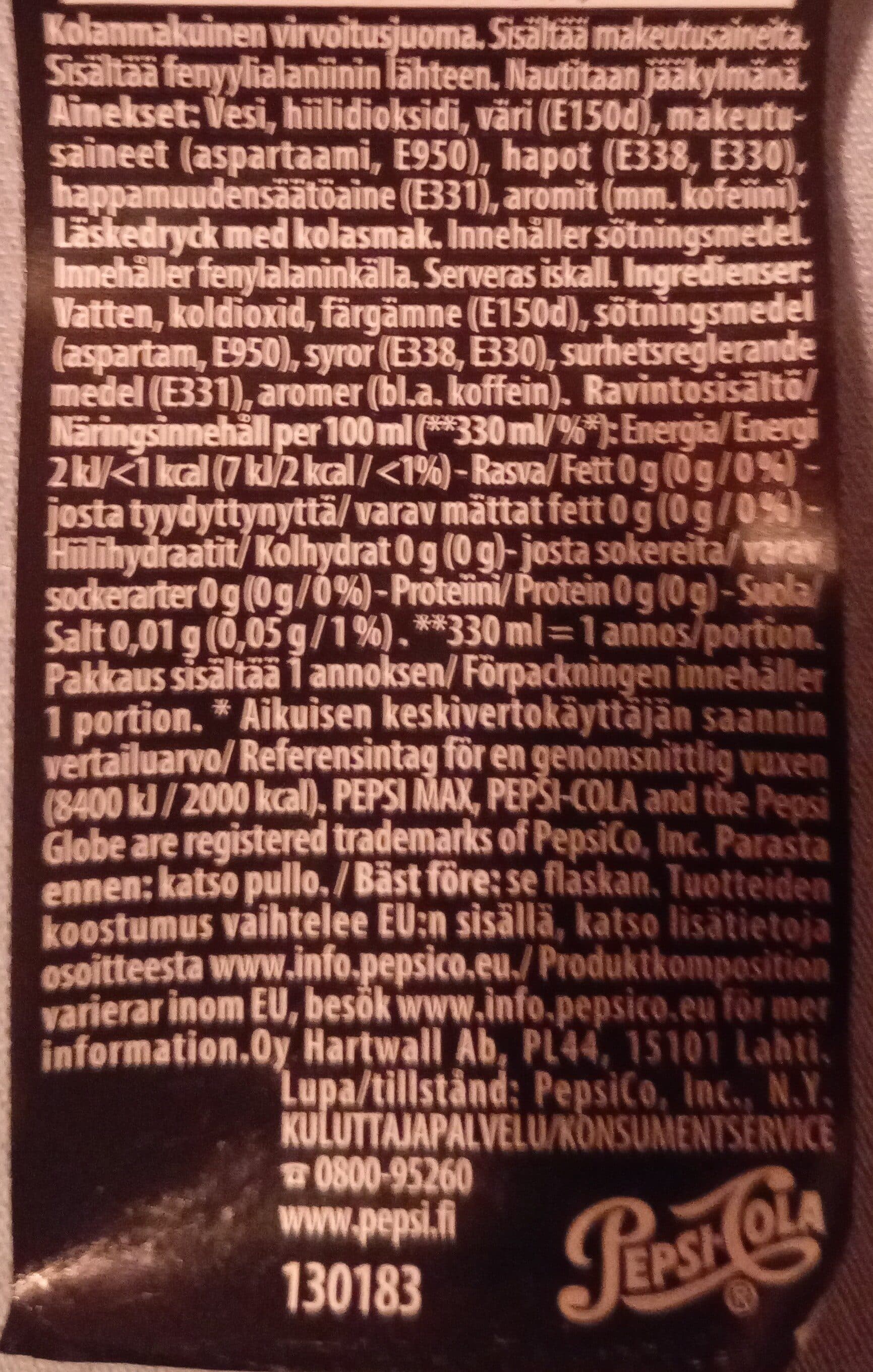 Pepsi Pepsi Max packshot