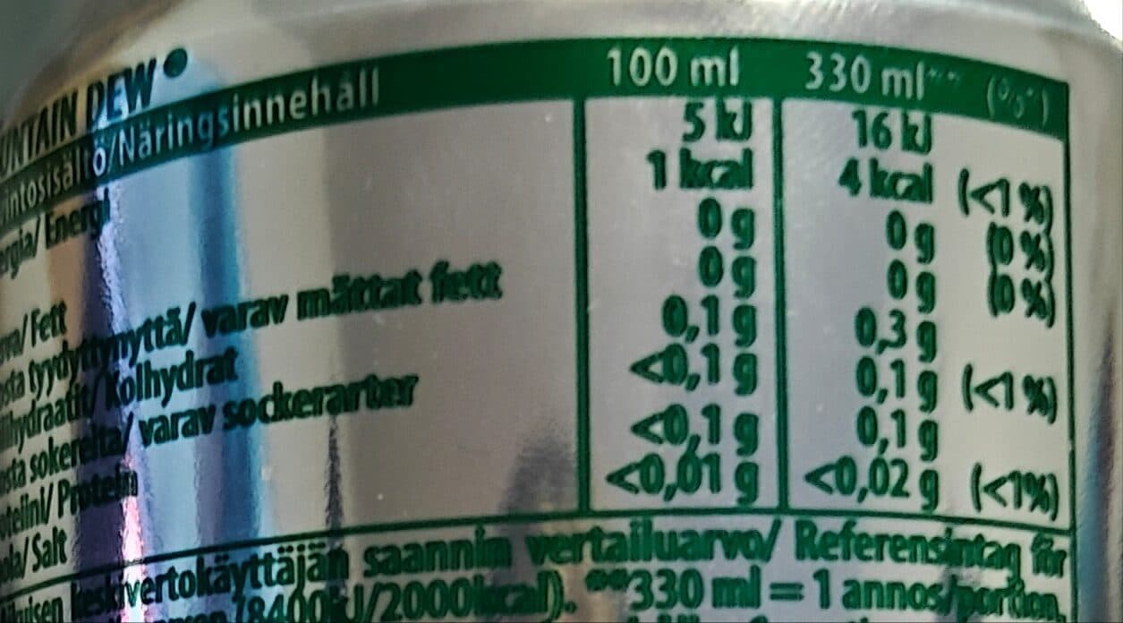 Mountain Dew Mountain Dew No Sugar packshot