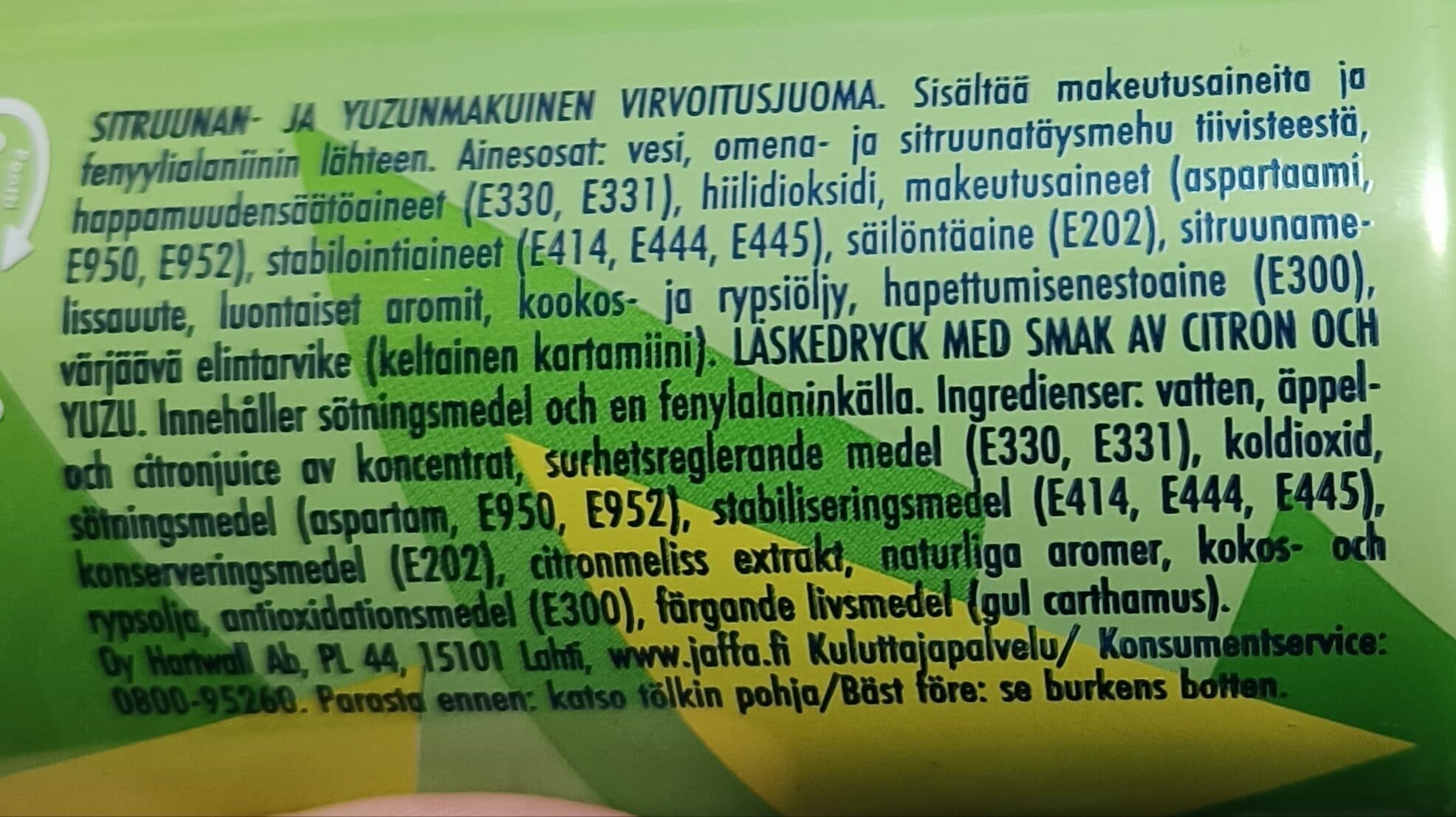 Hartwall Jaffa lemonade packshot