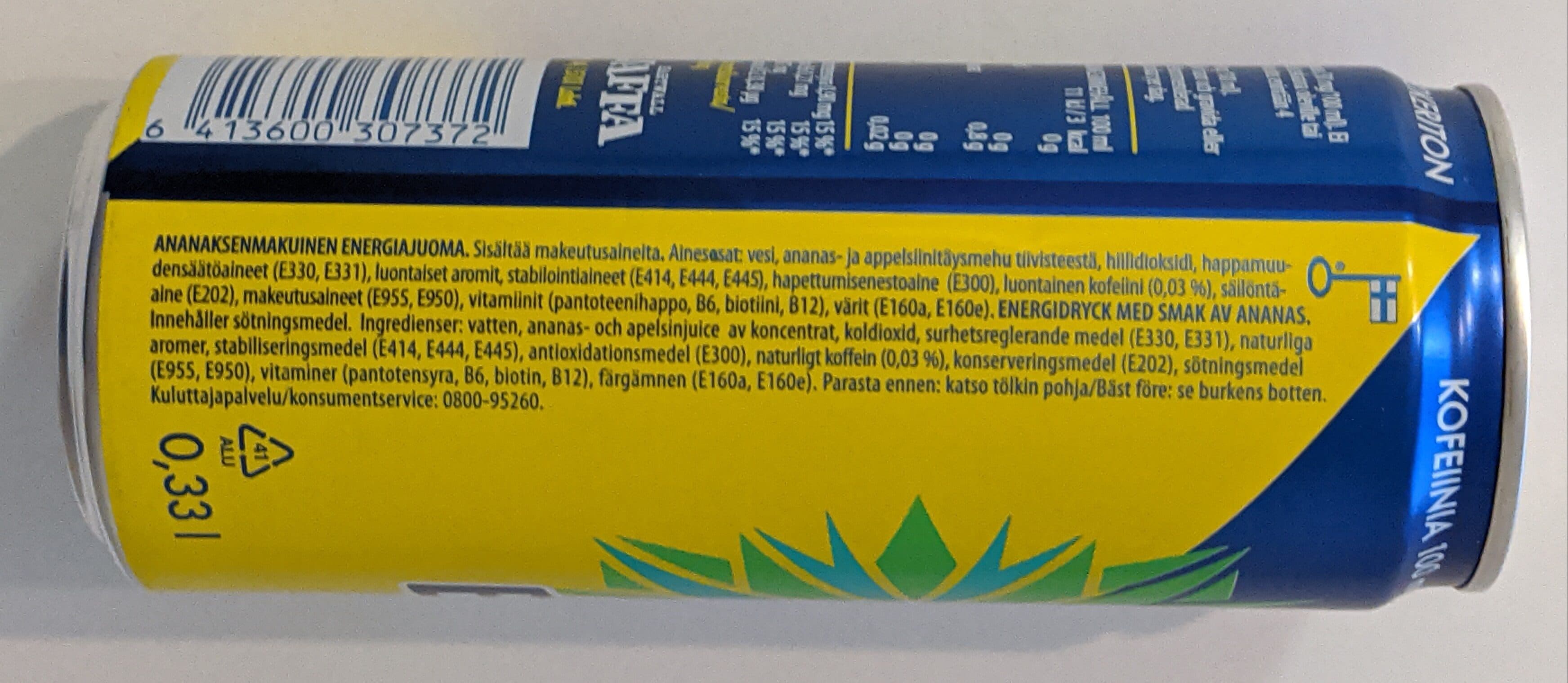 Hartwall Jaffa Booster Ananas Energy Drink packshot