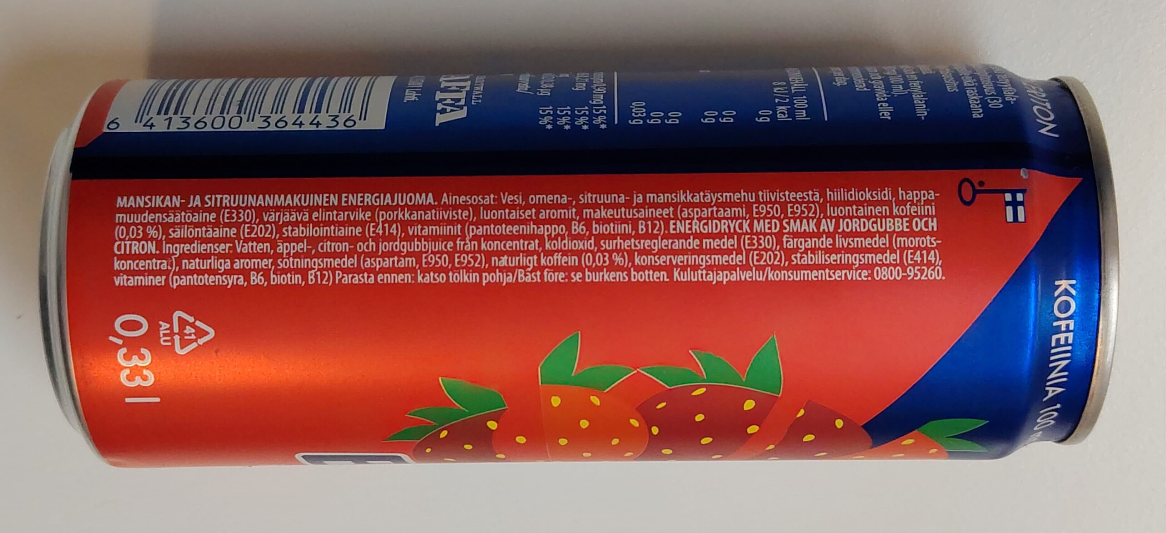 Hartwall Jaffa Booster Mansikka-Sitruuna packshot