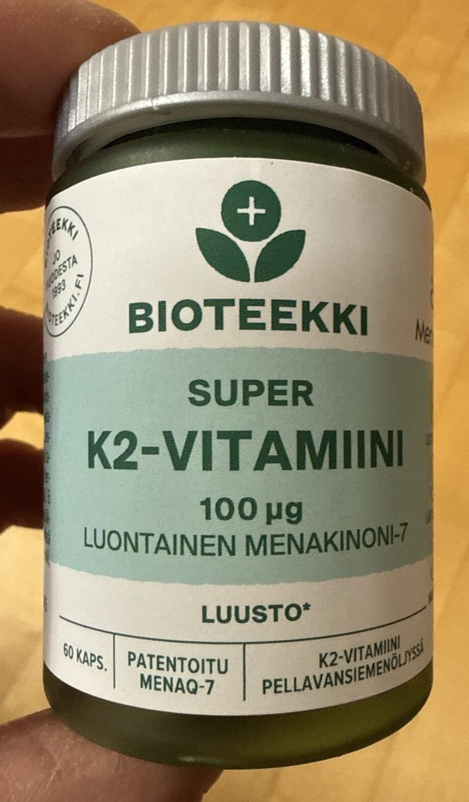 Bioteekki Super K2-Vitamiini 100ug Luontainen Menakinoni-7 packshot