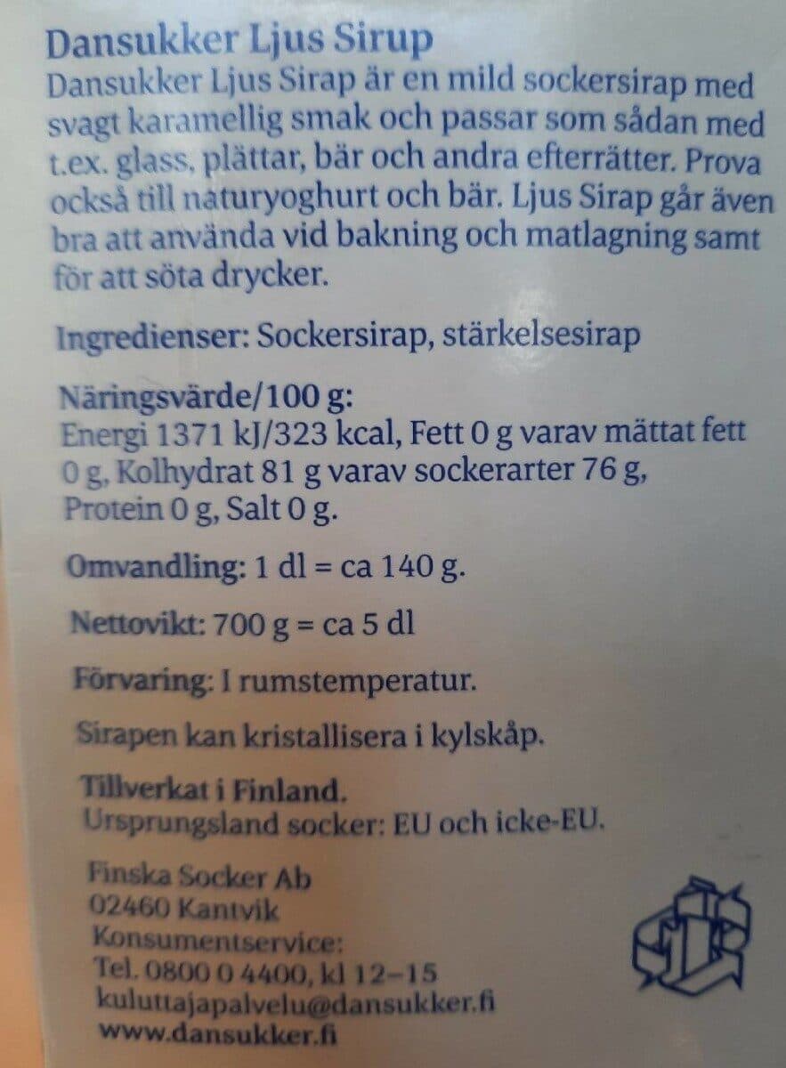 Open Food Facts VAALEA SITAPPI LJUS SIRAP packshot