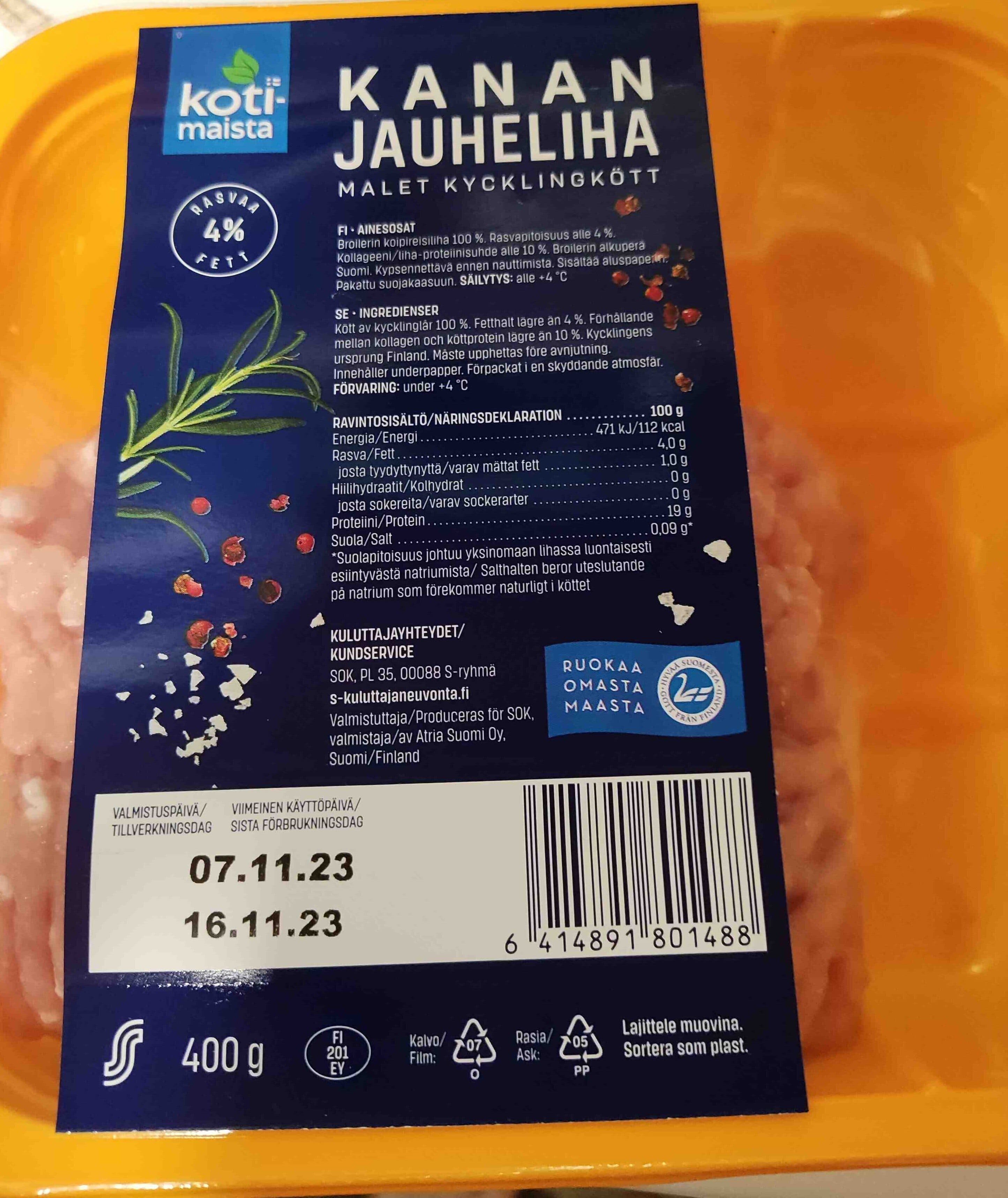 Kotimaista Kanan Jauheliha packshot