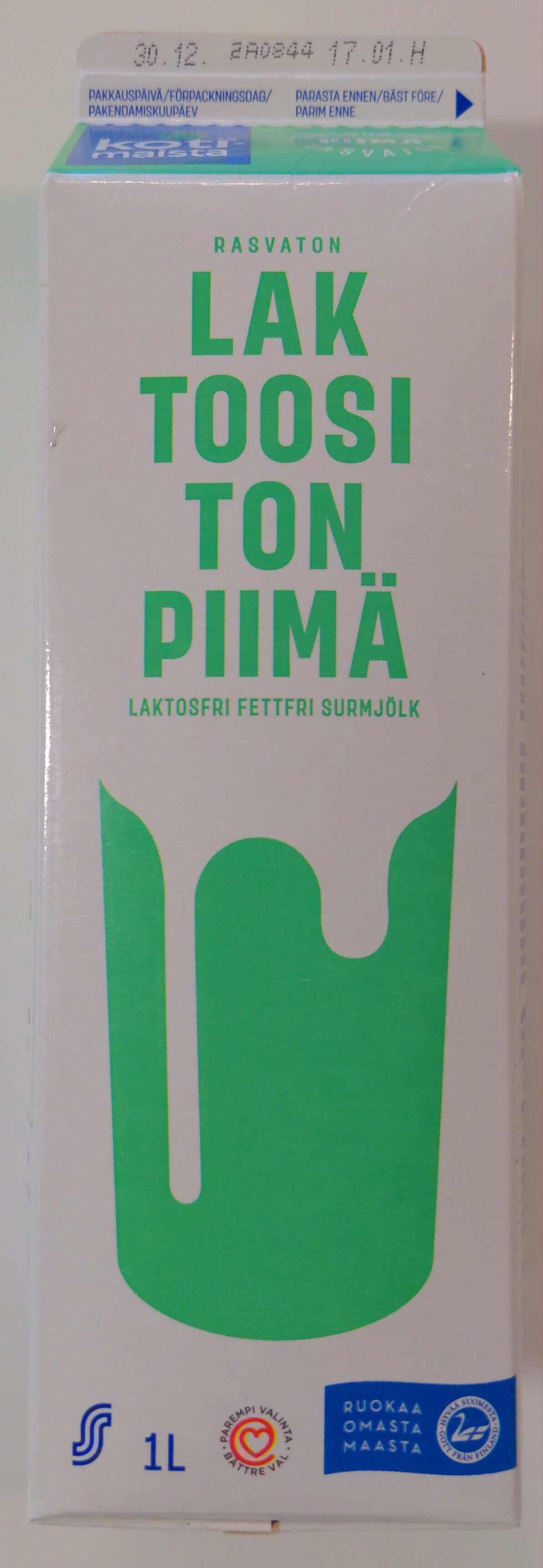 Kotimaista Laktoositon piimä packshot