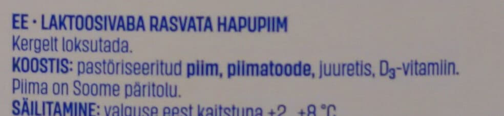 Kotimaista Laktoositon piimä packshot
