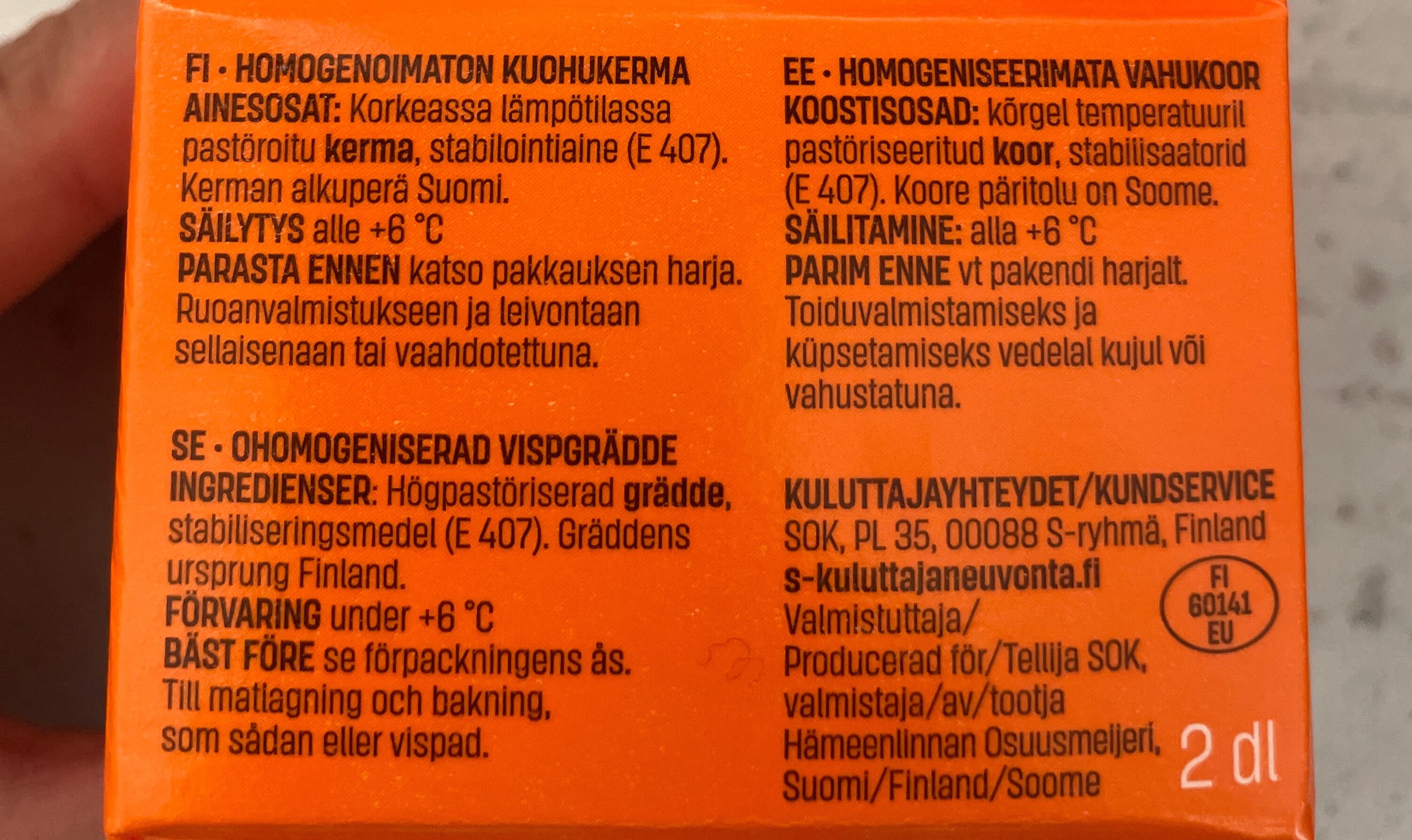 Kotimaista Kuohukerma packshot