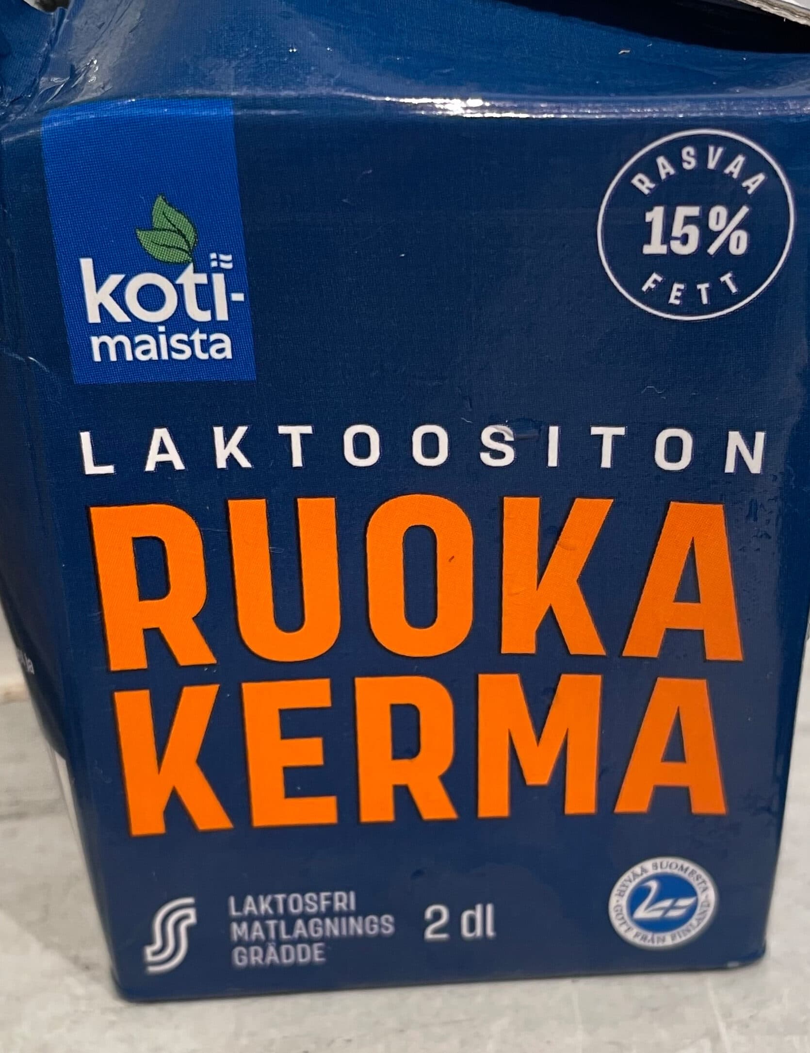 Kotimaista laktoositon ruokakerma packshot