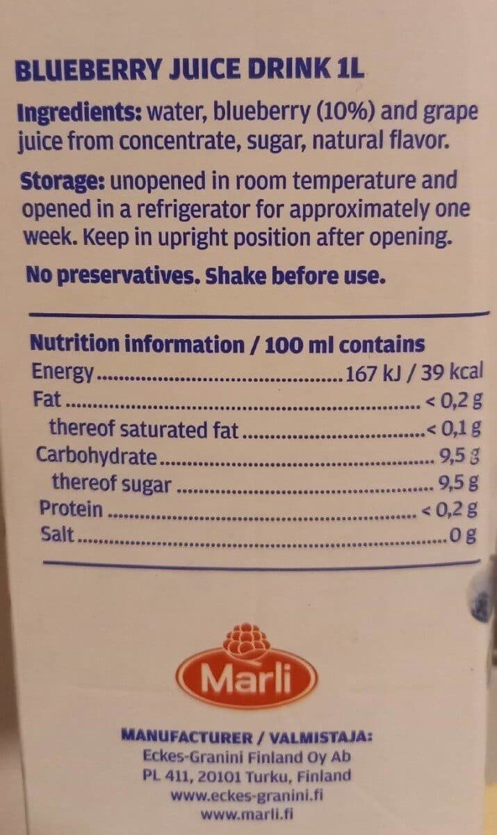 Nordic Kitchen Blueberry juice drink packshot