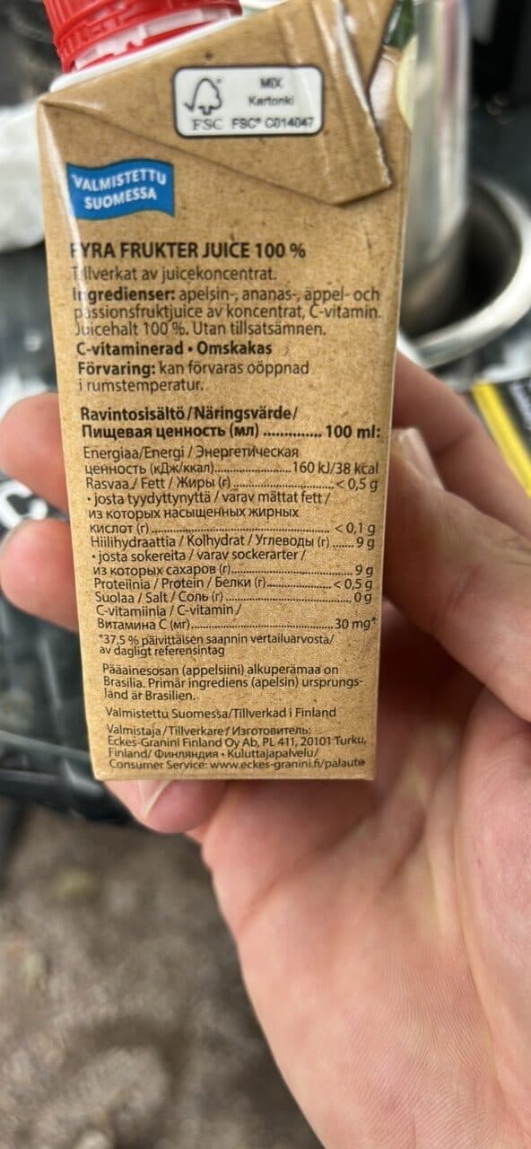 Marli Natur 4 hedelmää 100% täysmehu packshot