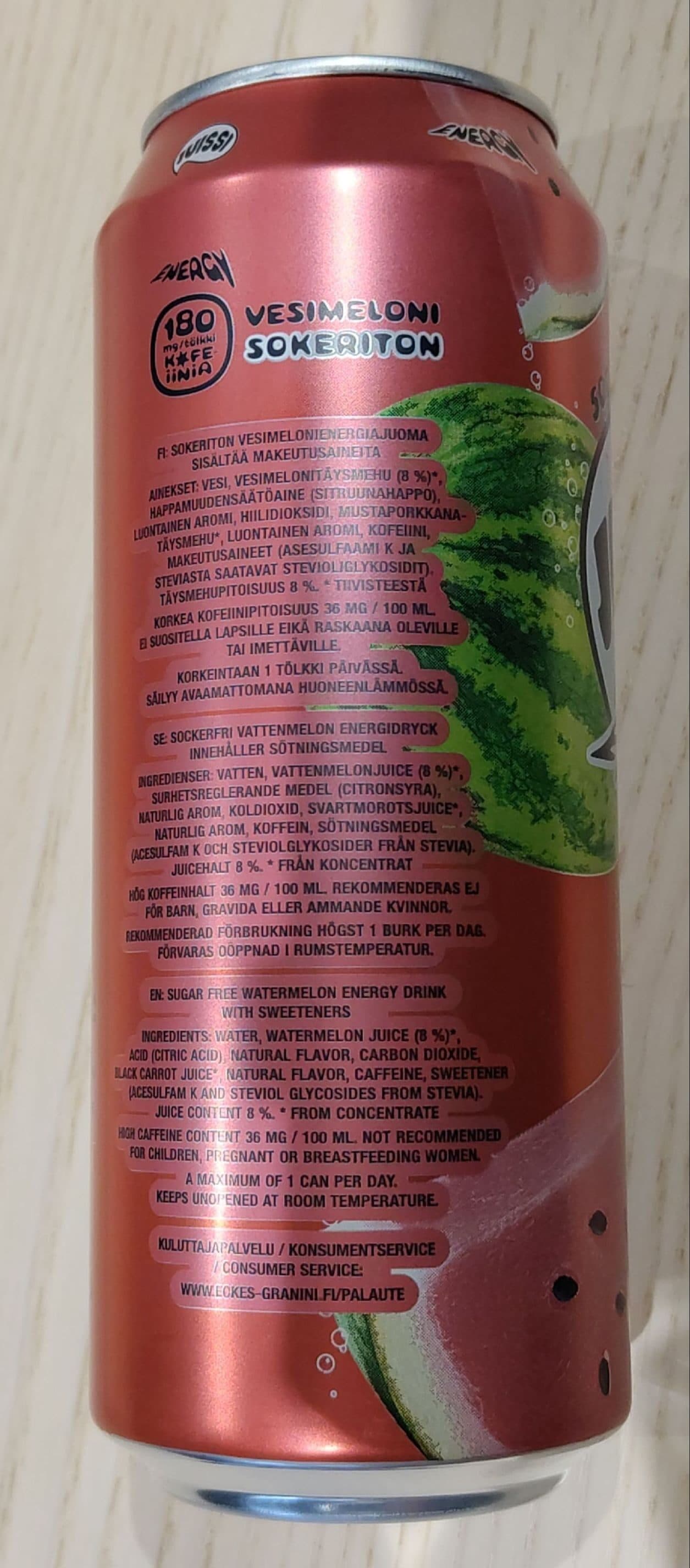 Marli Juissi Energy Vesimeloni Sokeriton packshot