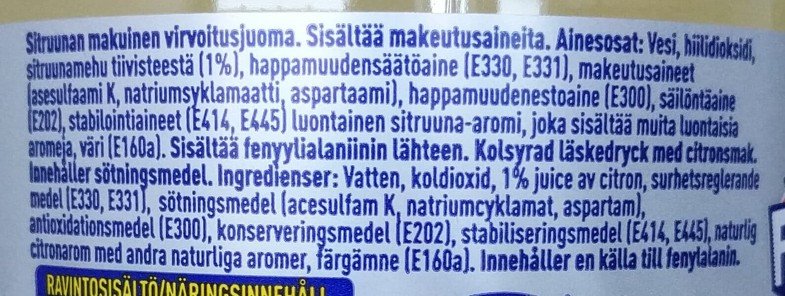 Fanta Fanta Sitruuna Sokeriton packshot