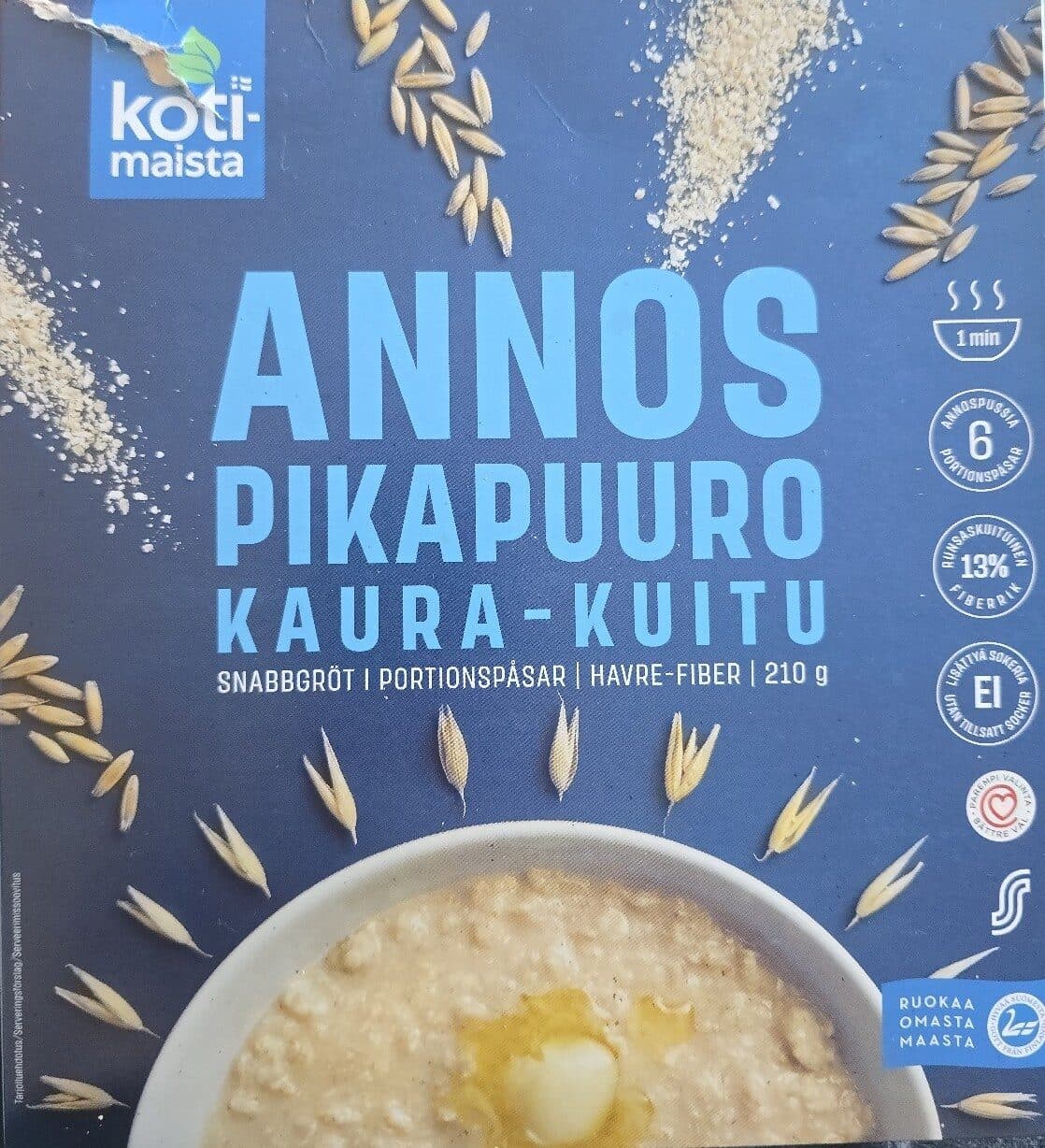 Kotimaista Kaura-kuitu Annospikapuuro packshot