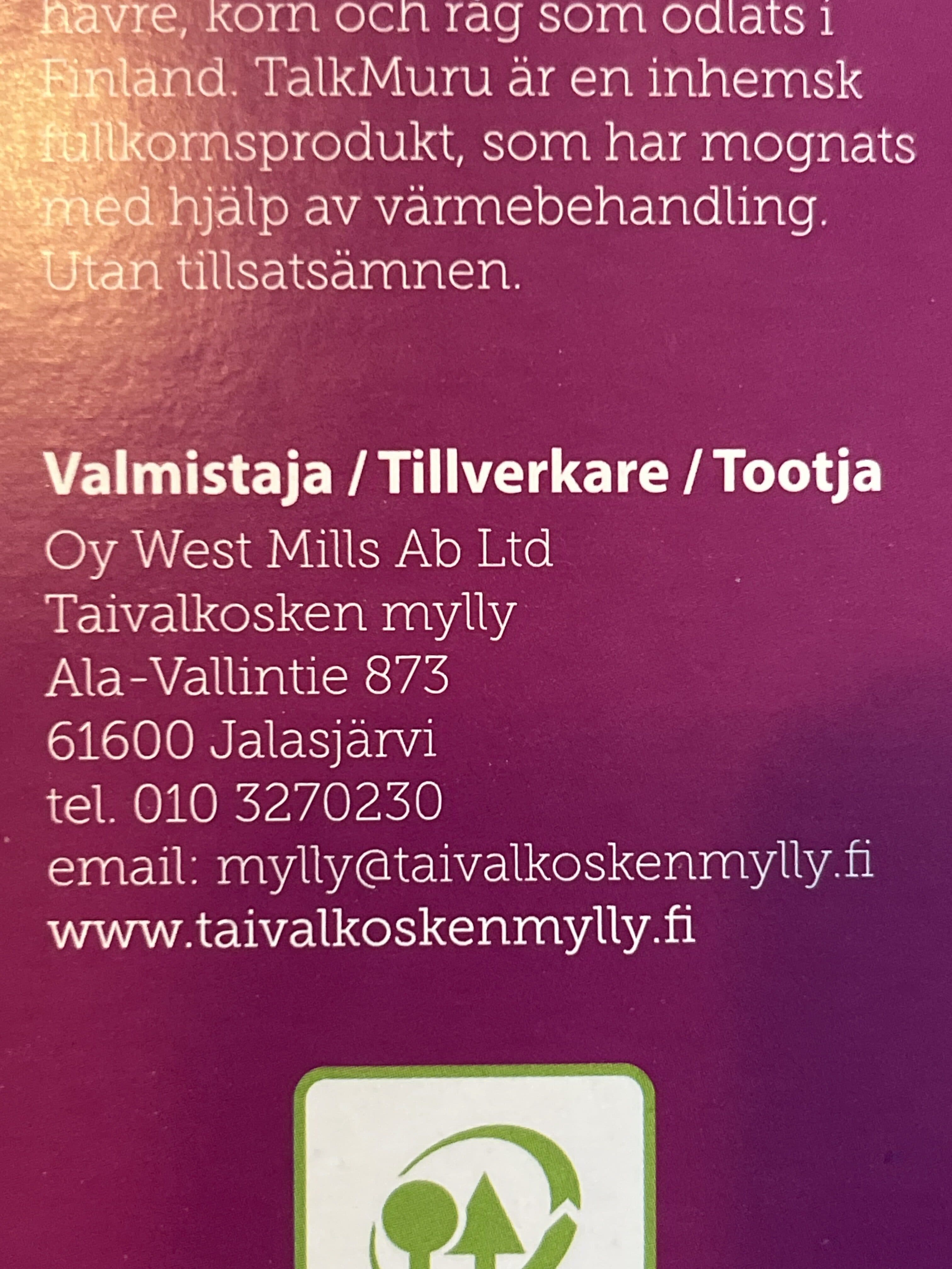 Taivakosken mylly Talk Muru packshot