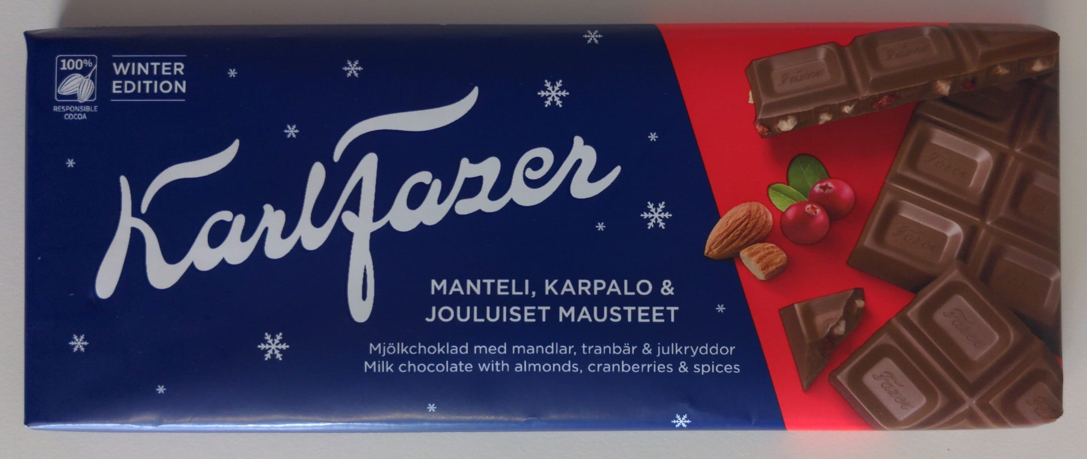 Fazer Karl Fazer manteli, karpalo & jouluiset mausteet packshot