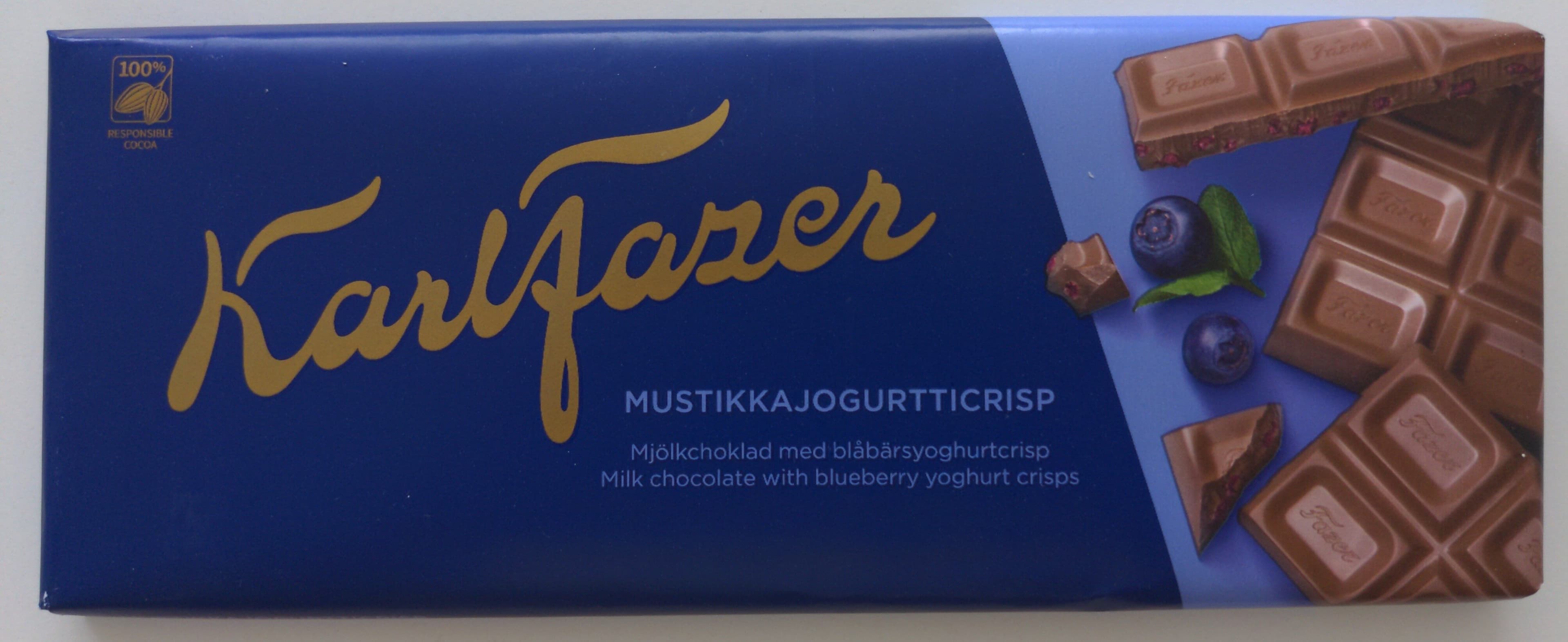 Fazer Blueberry Yoghurt Crisps In Milk Chocolate Bar packshot