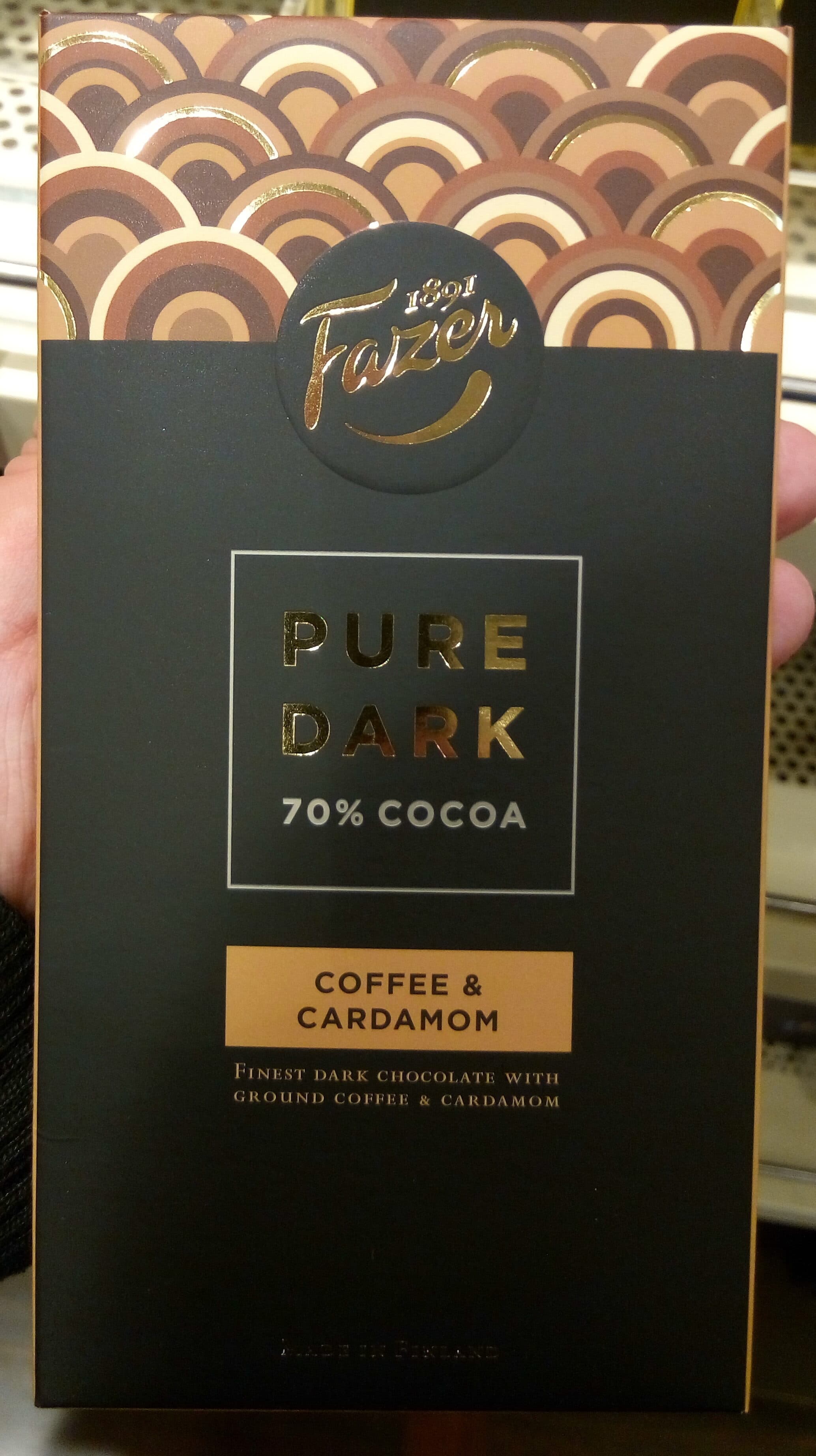 Fazer Pure Dark 70% Cocoa Coffee & Cardamon packshot