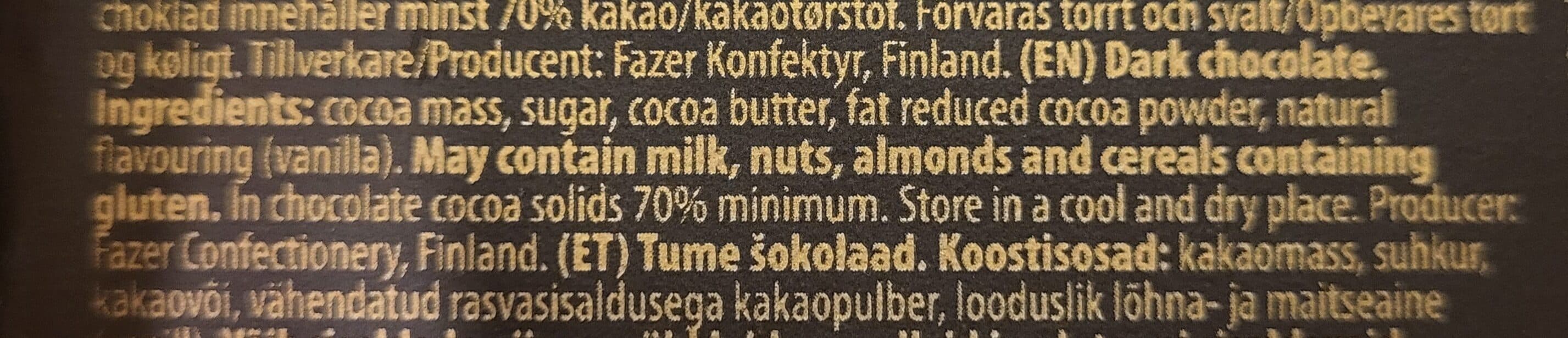 Fazer Thins Dark Chocolate packshot