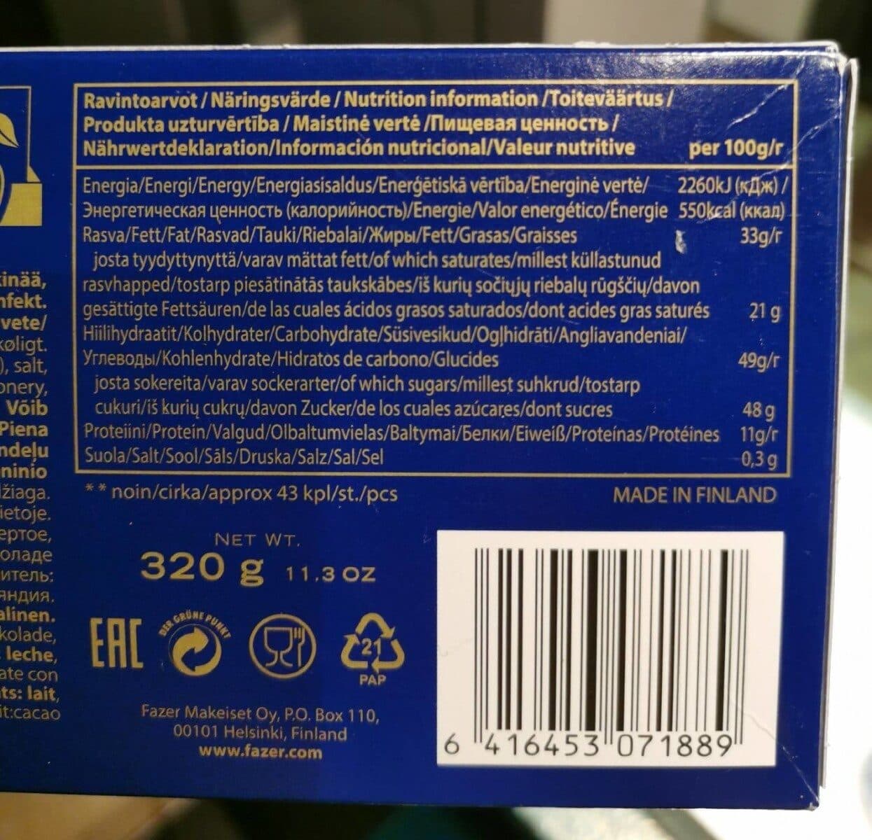 Fazer Karl Fazer Milk Chocolate packshot