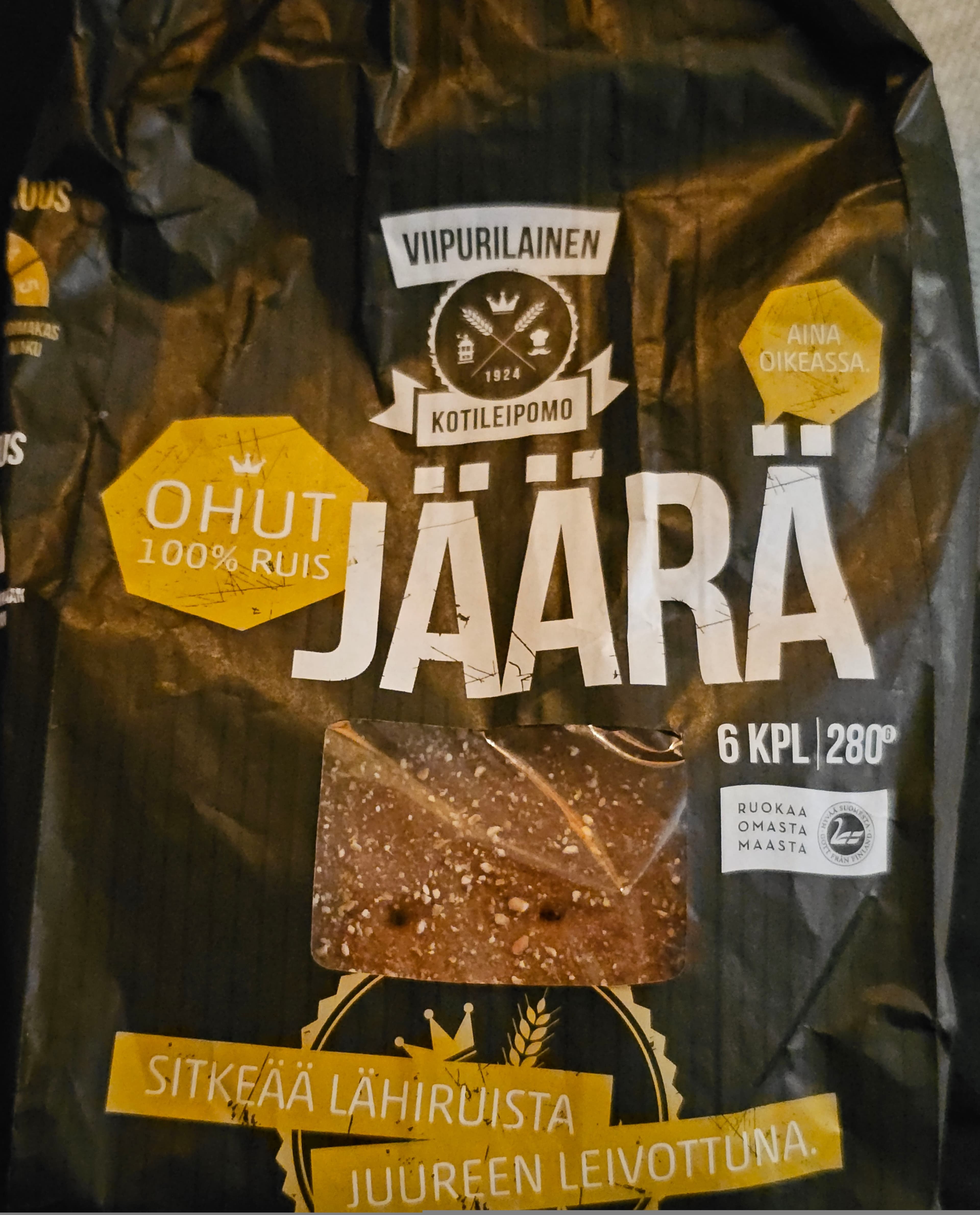 Viipurilainen kotileipomo Ohut 100% ruis Jäärä packshot