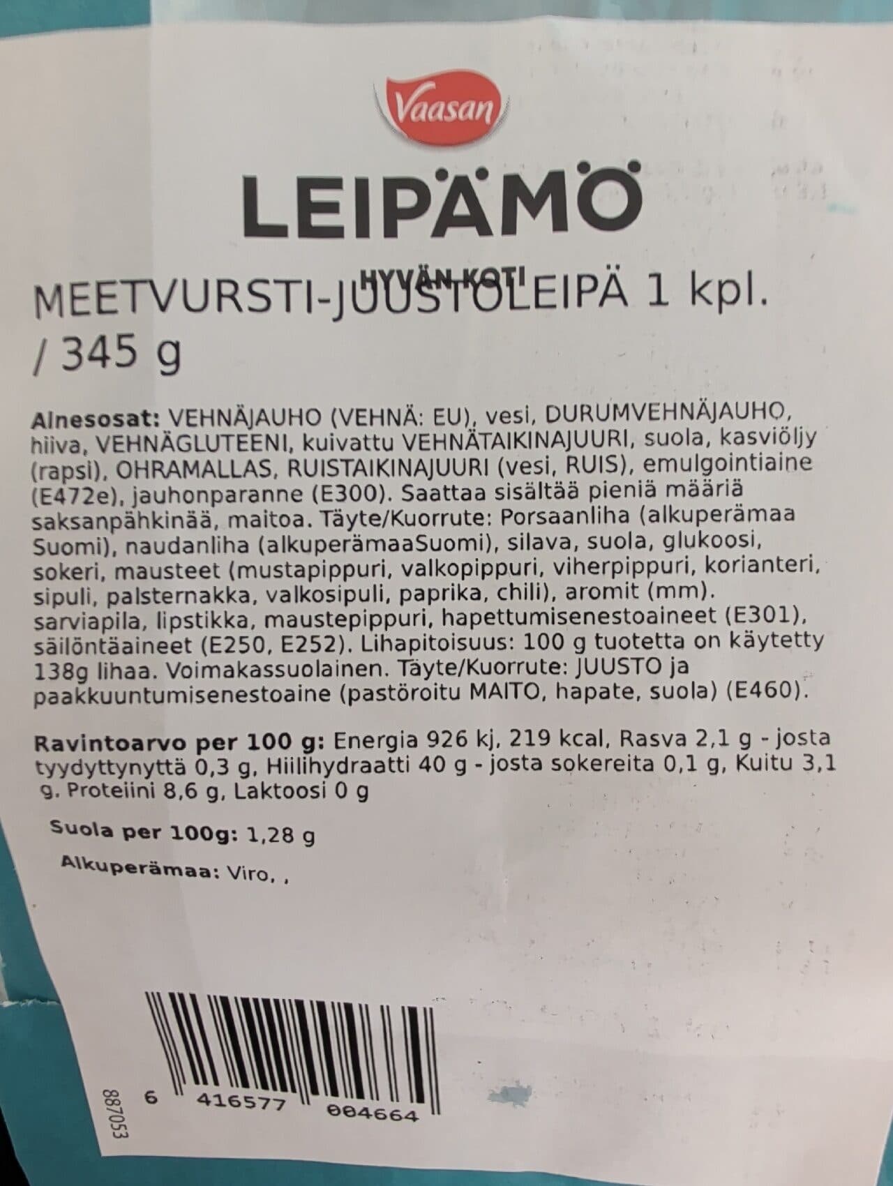 Vaasan Meetvursti-juustoleipä packshot