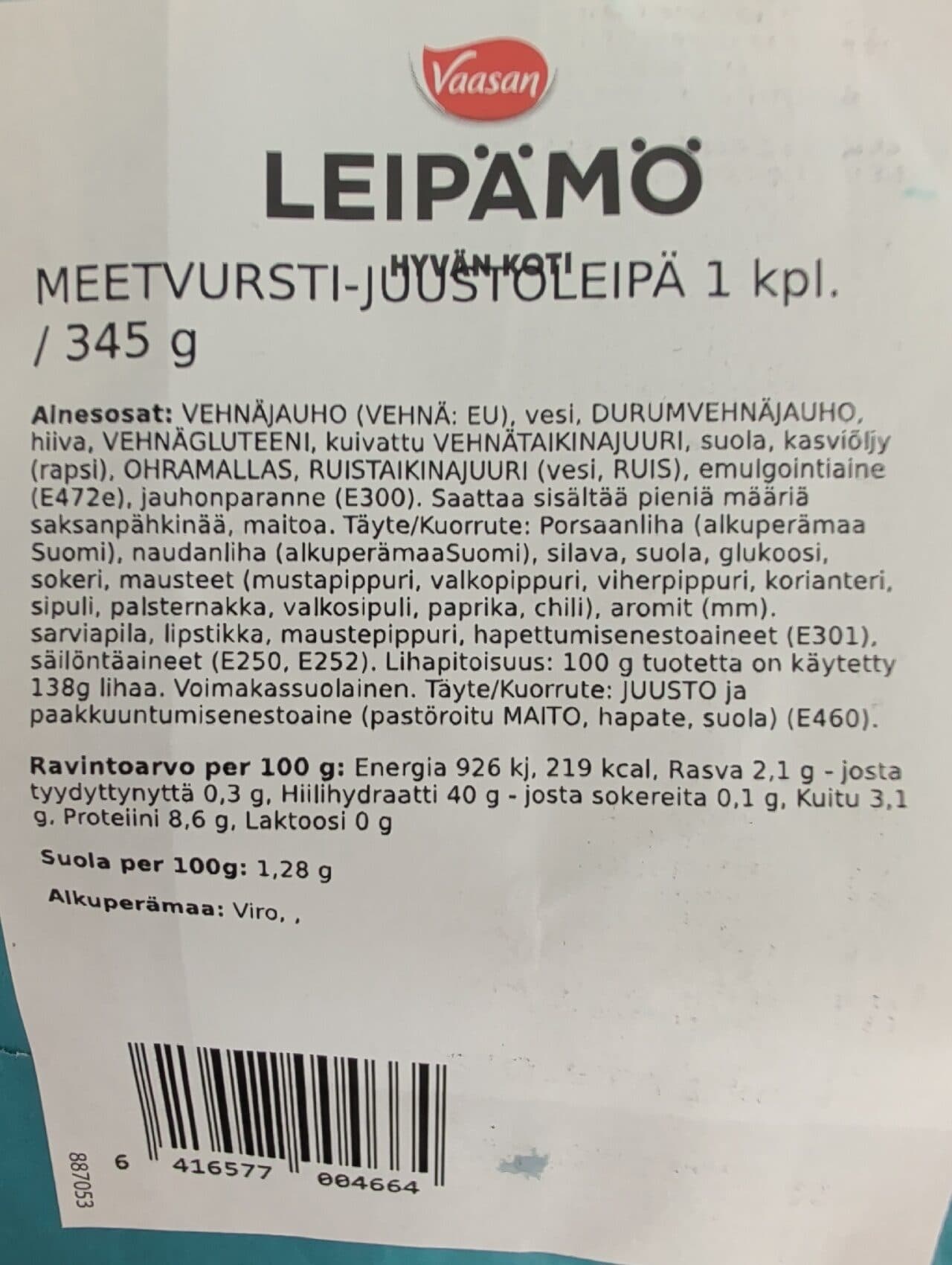 Vaasan Meetvursti-juustoleipä packshot