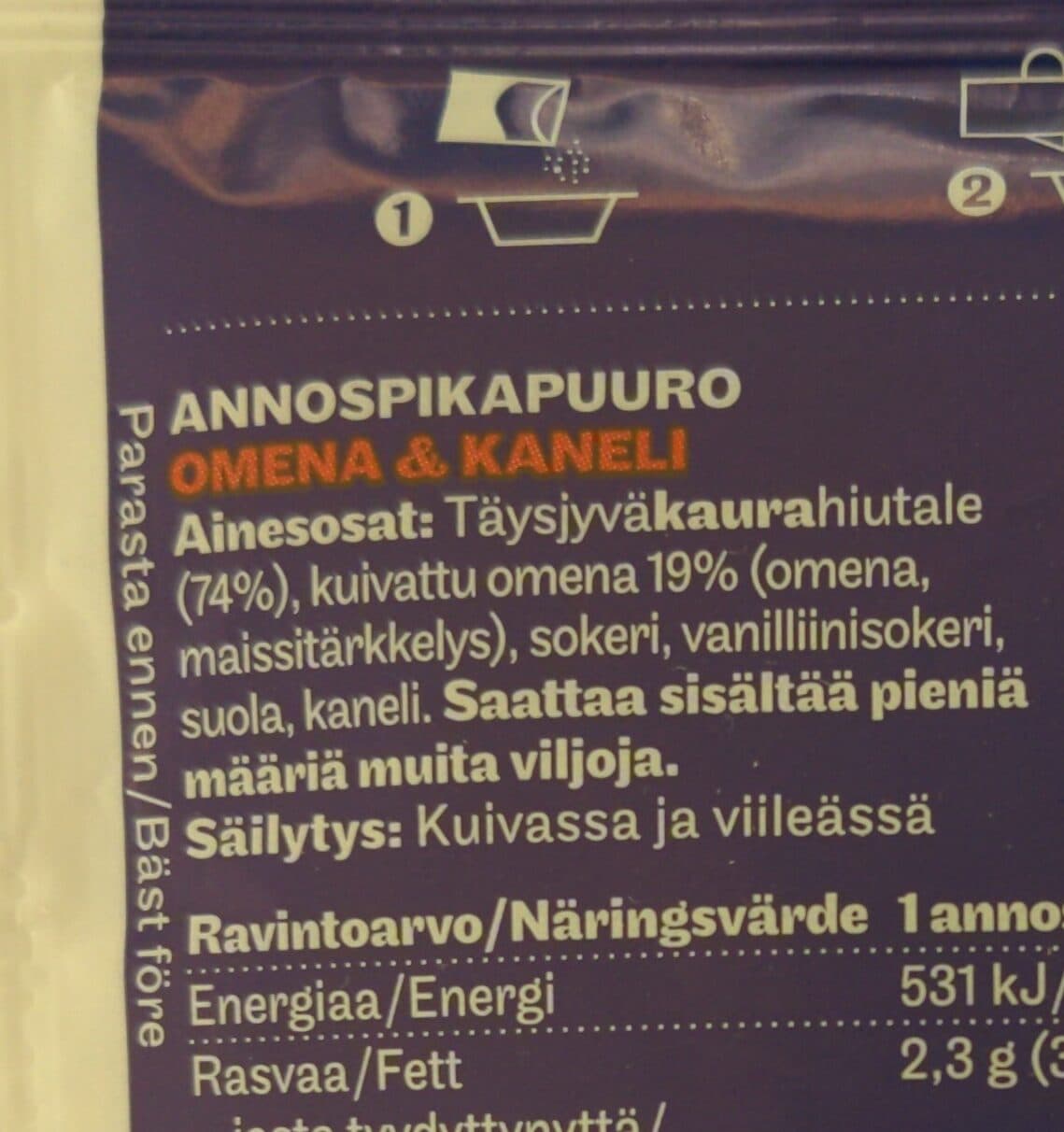 Elovena Annospikapuuro omena & kaneli packshot
