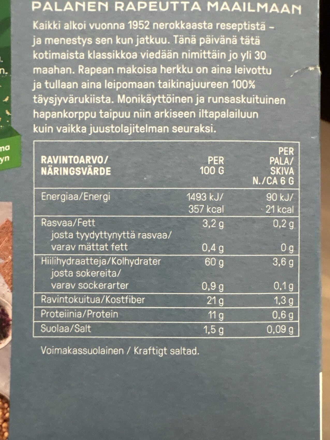 Vaasan Hhapankorppu chia & merisuola packshot