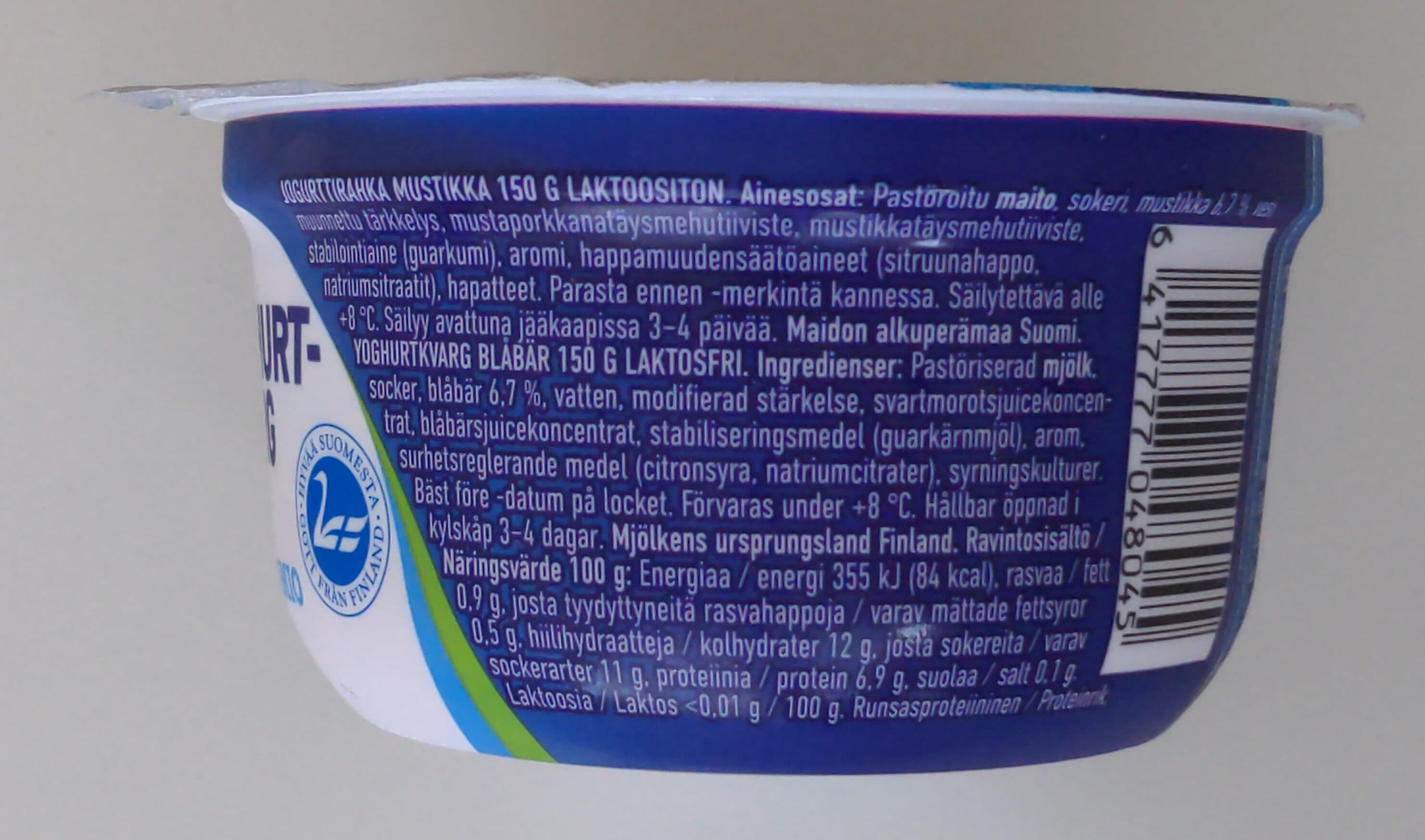 Maitokolmio FIT Laktoositon Jogurttirahka Mustikka packshot