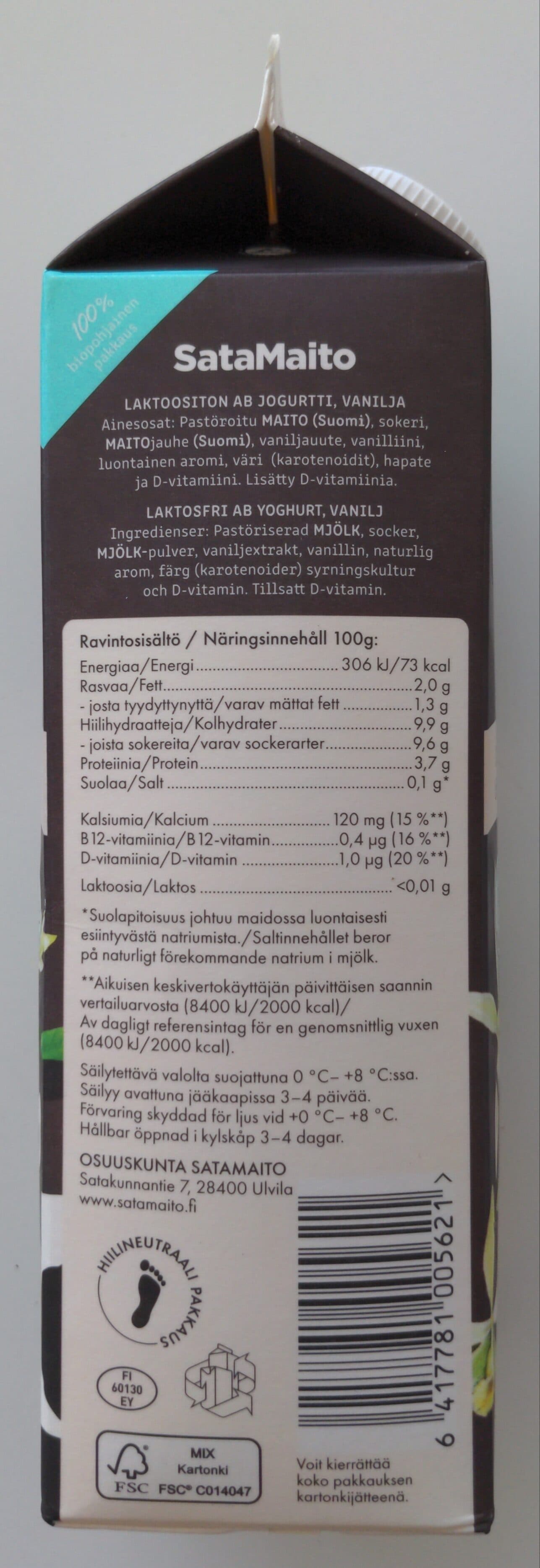SataMaito AB Jogurtti Vanilja packshot
