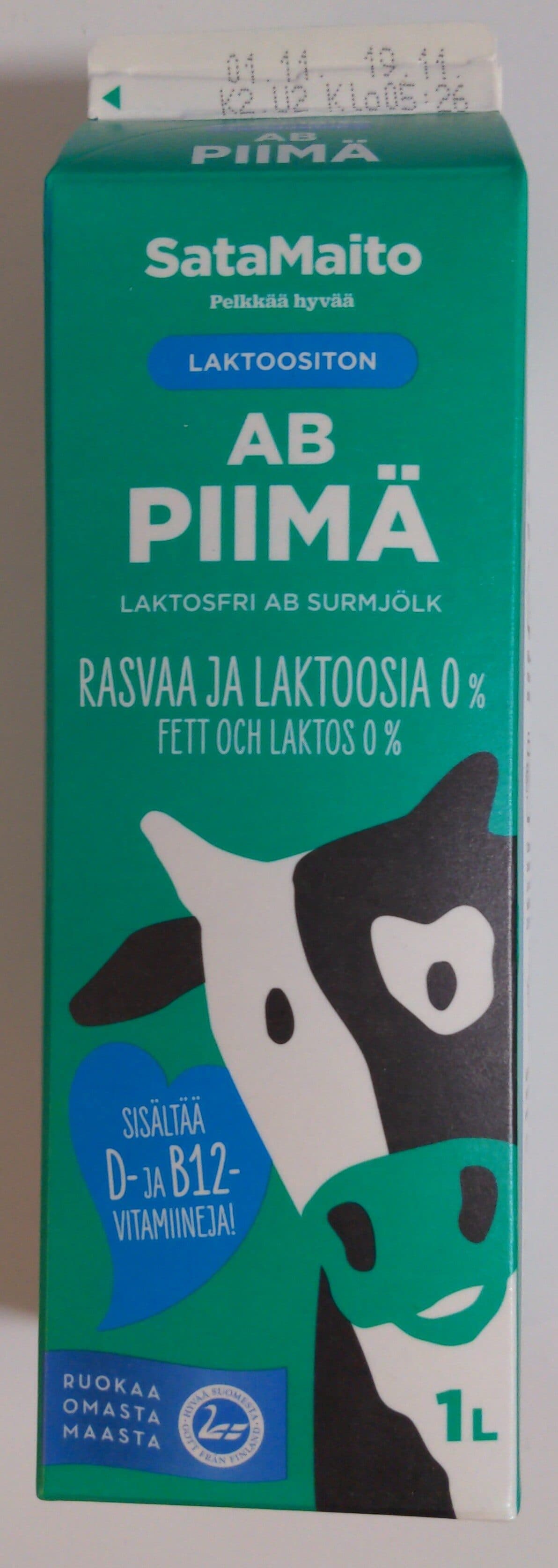 SataMaito Laktoositon AB-piimä packshot