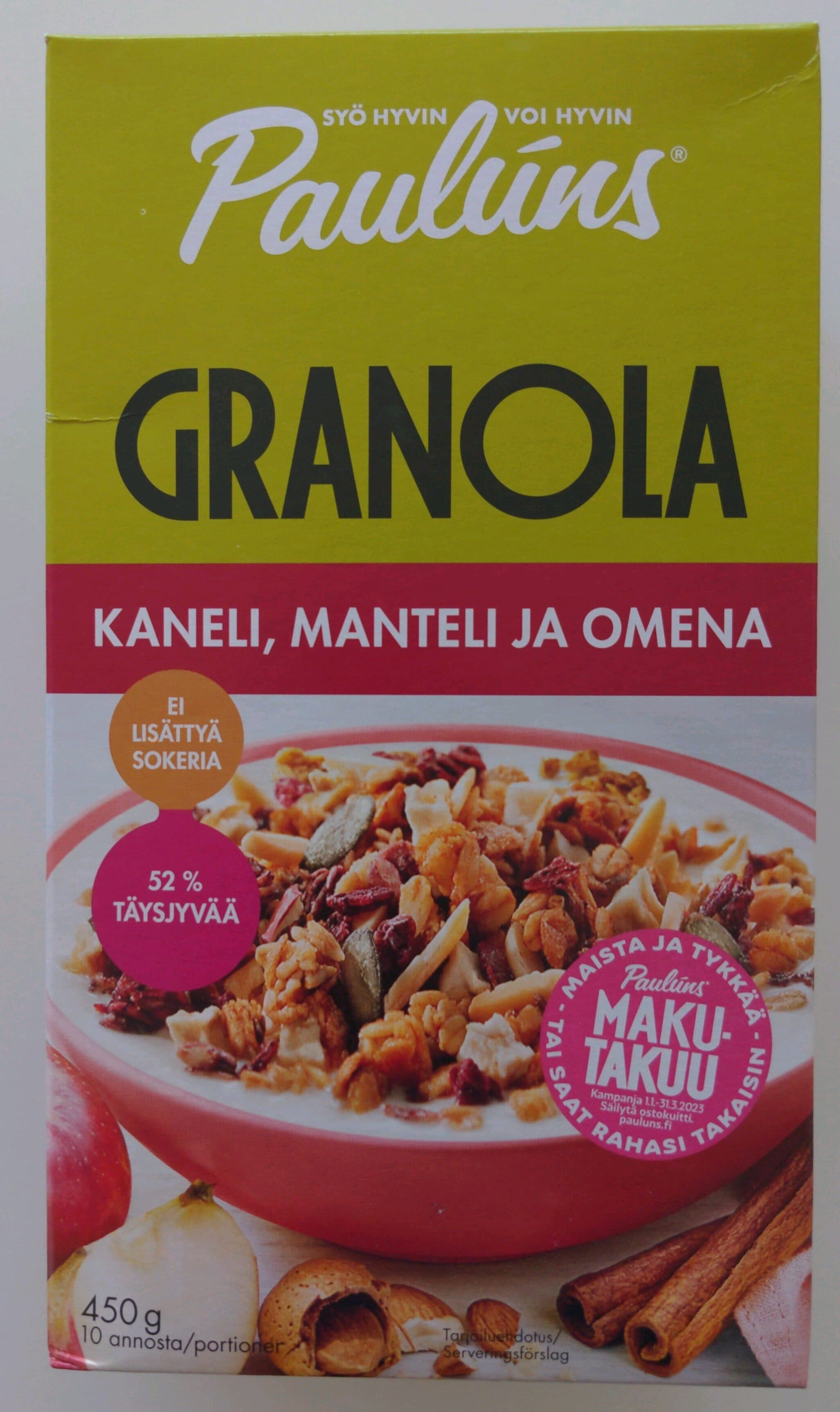 Paulúns Granola kaneli, manteli ja omena packshot