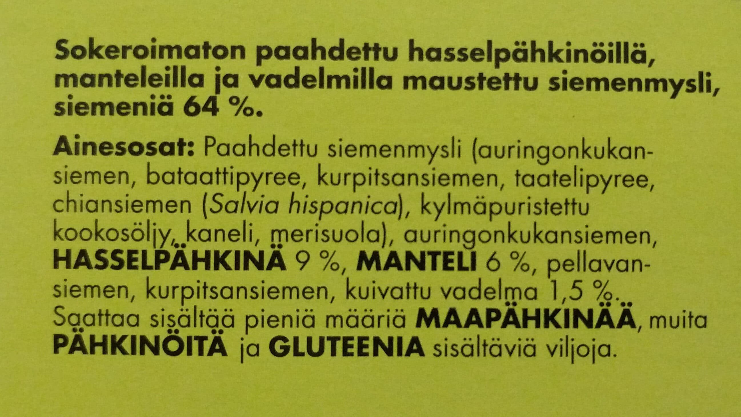 Paulúns Paleo granola hasselpähkinä, manteli ja vadelma packshot