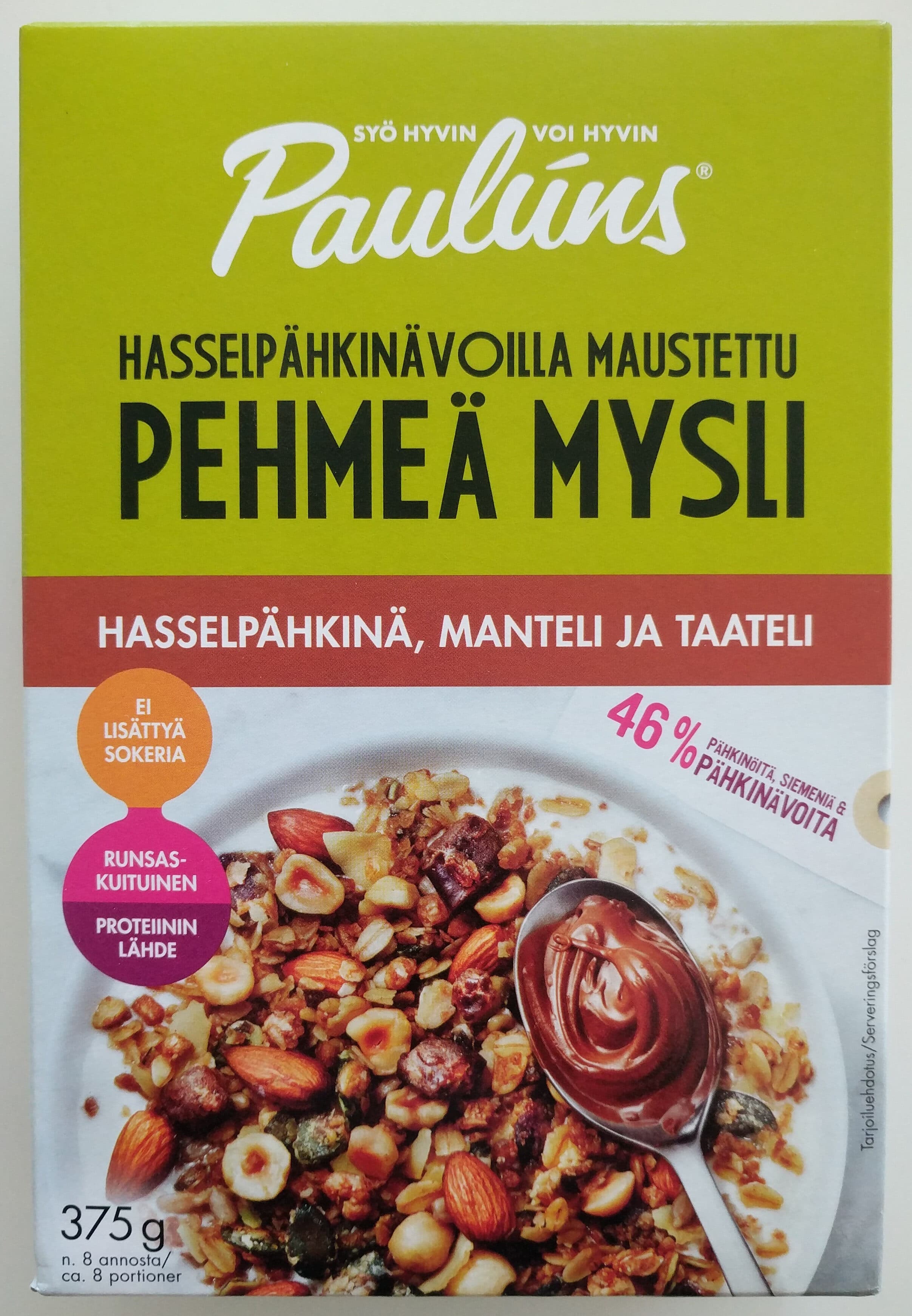 Paulúns Hasselpähkinävoilla maustettu pehmeä mysli packshot