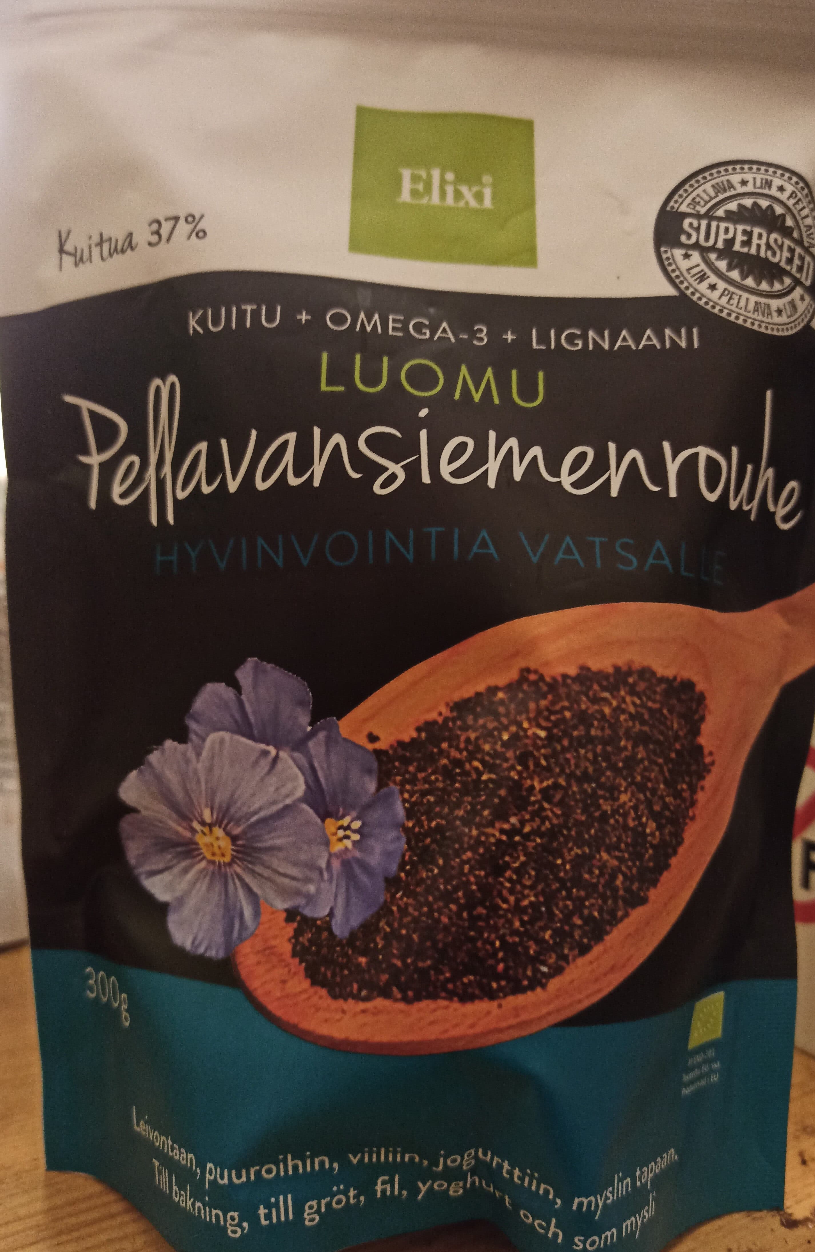 Elixi Luomu pellavansiemenrouhe packshot