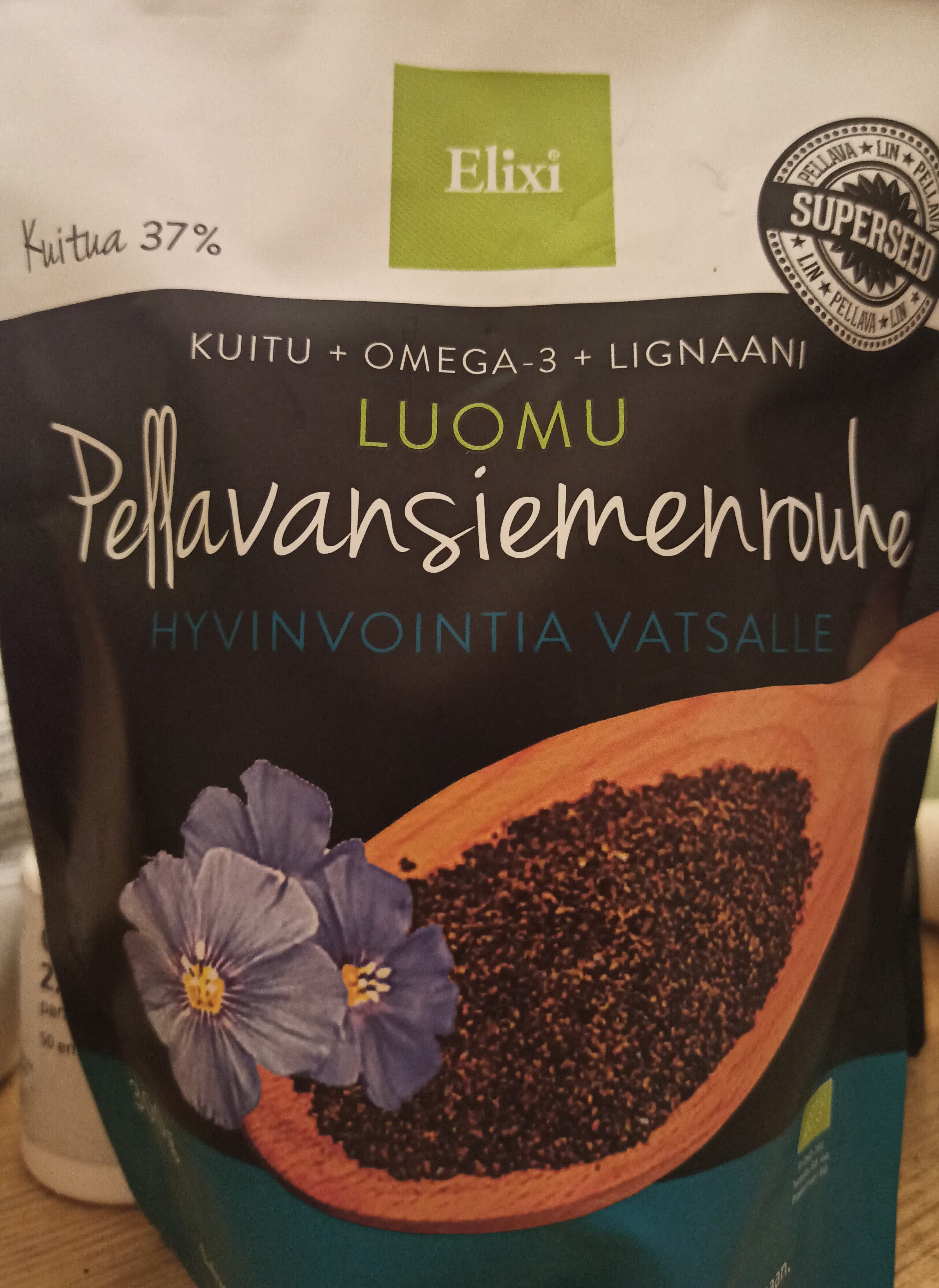 Elixi Luomu pellavansiemenrouhe packshot