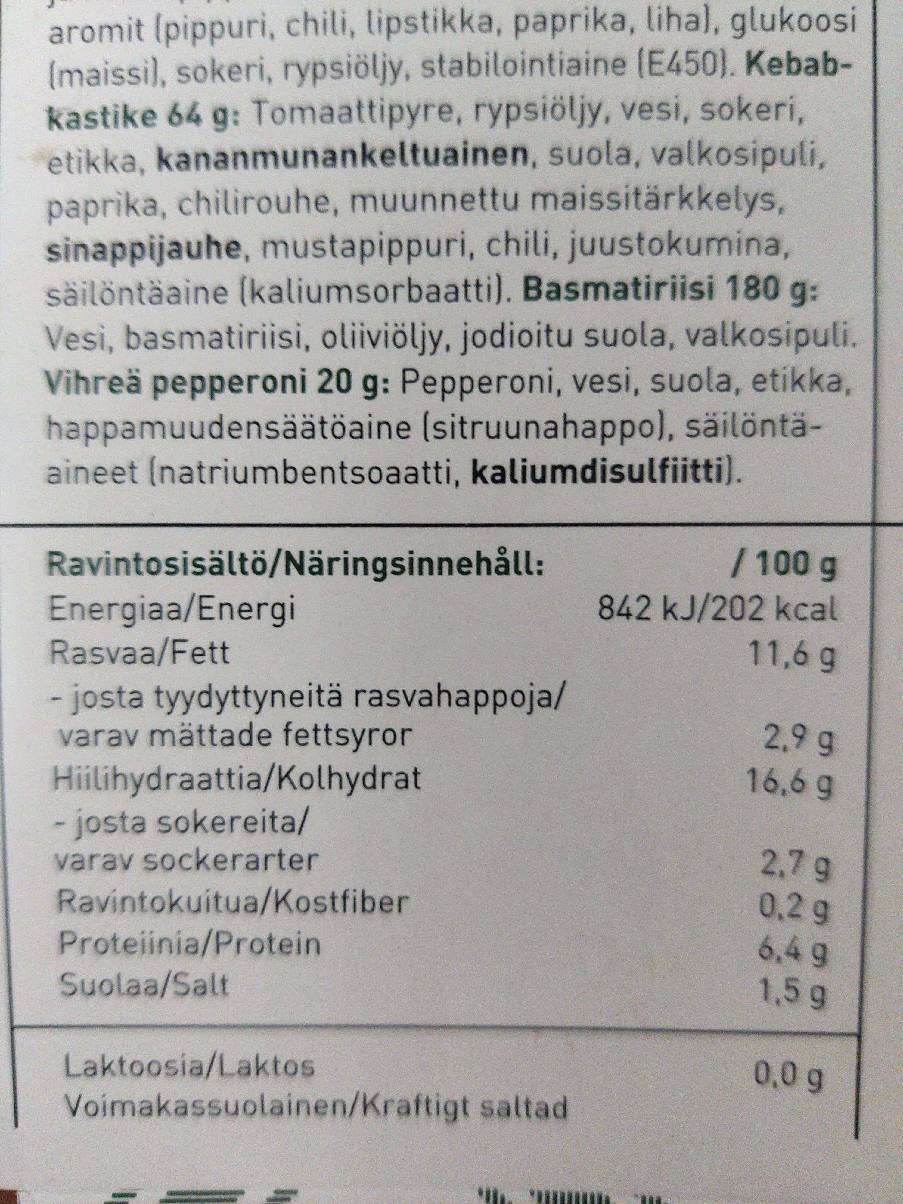 Kokkikartano Kebab riisillä packshot