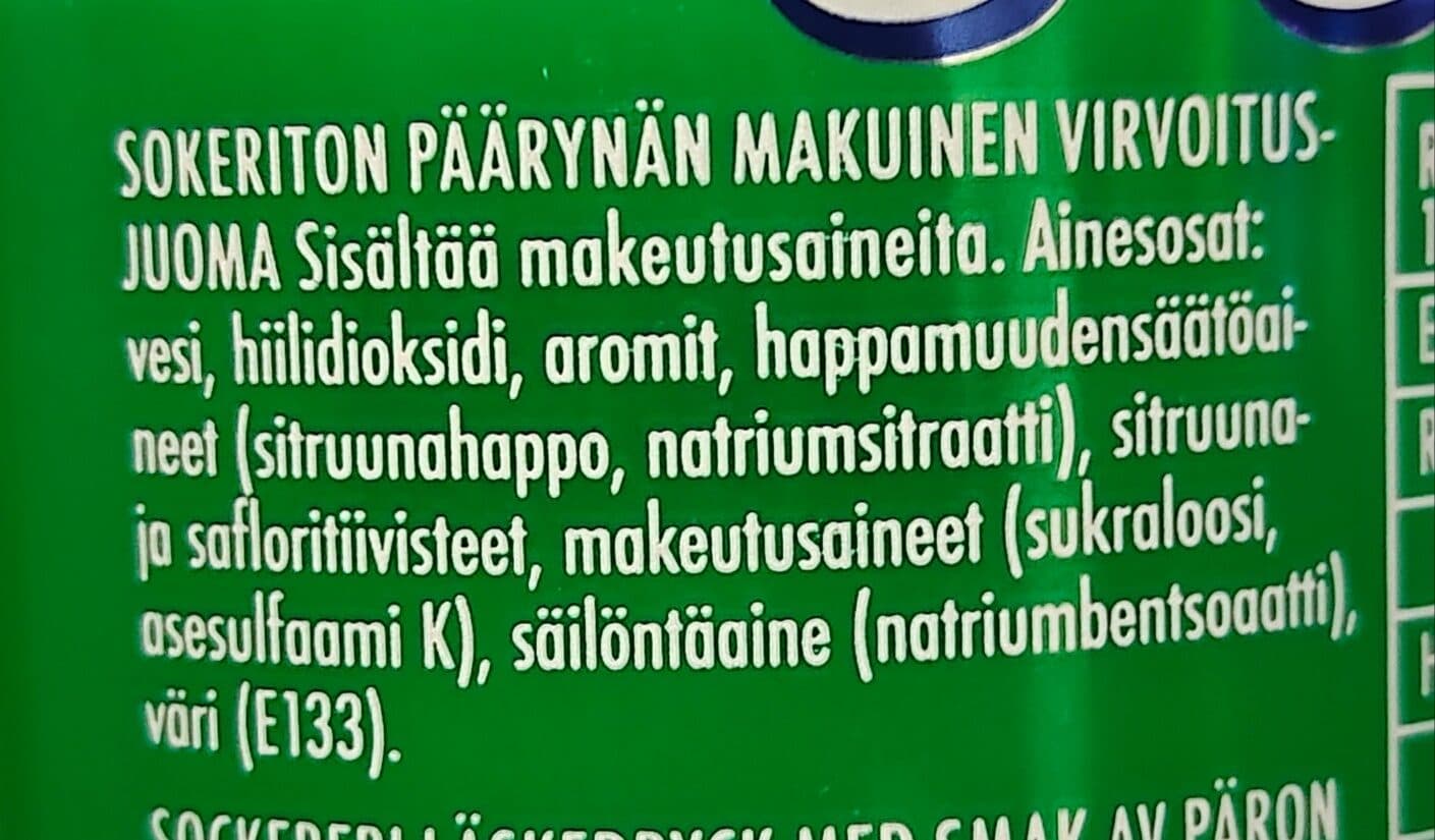 Olvi Juju Päärynä Soda sokeriton packshot