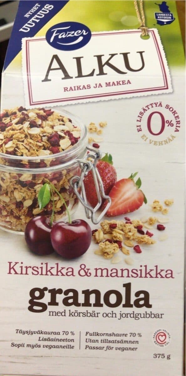 Fazer Alku kirsikka granola packshot