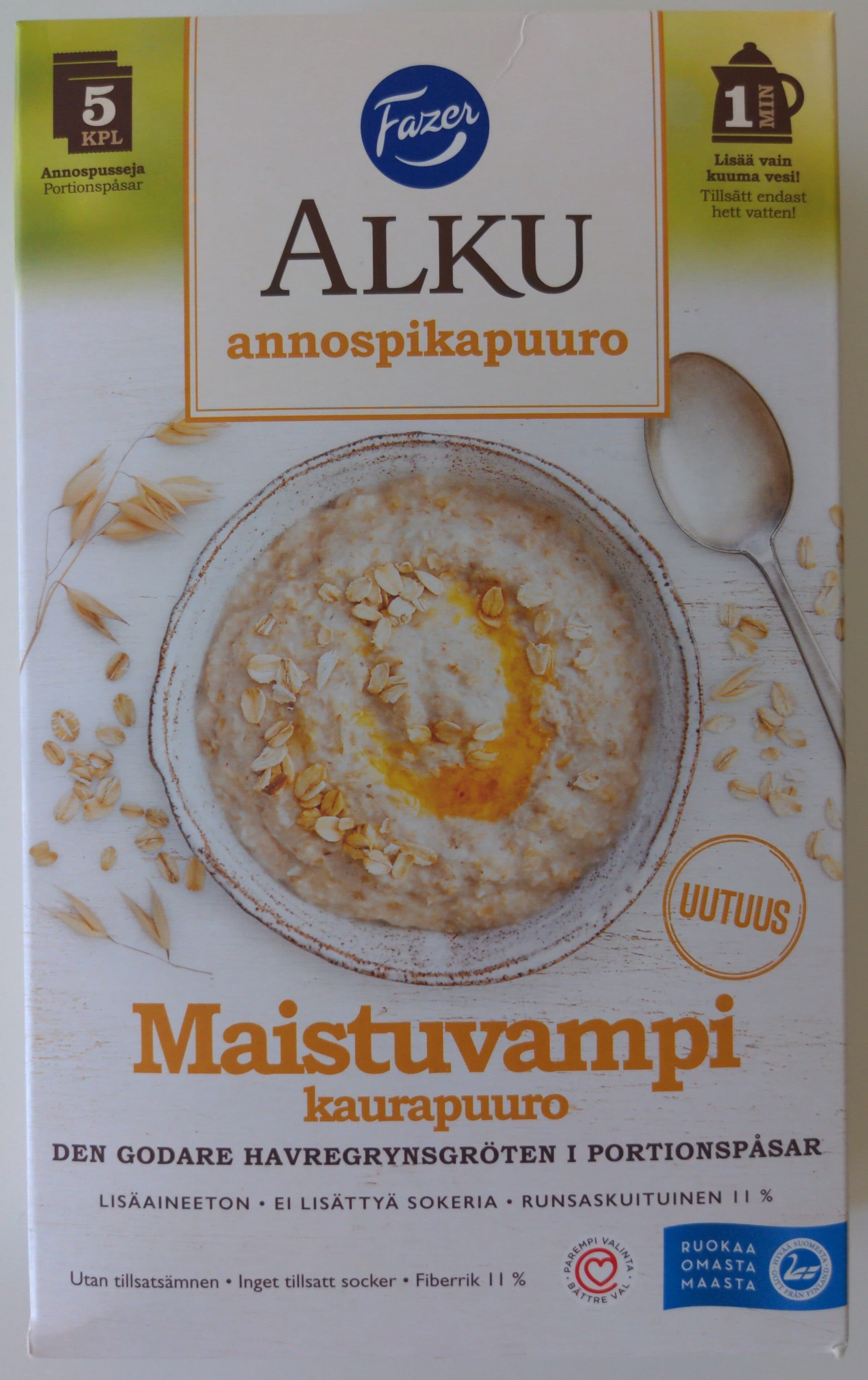 Fazer Alku maistuvampi annospikapuuro packshot