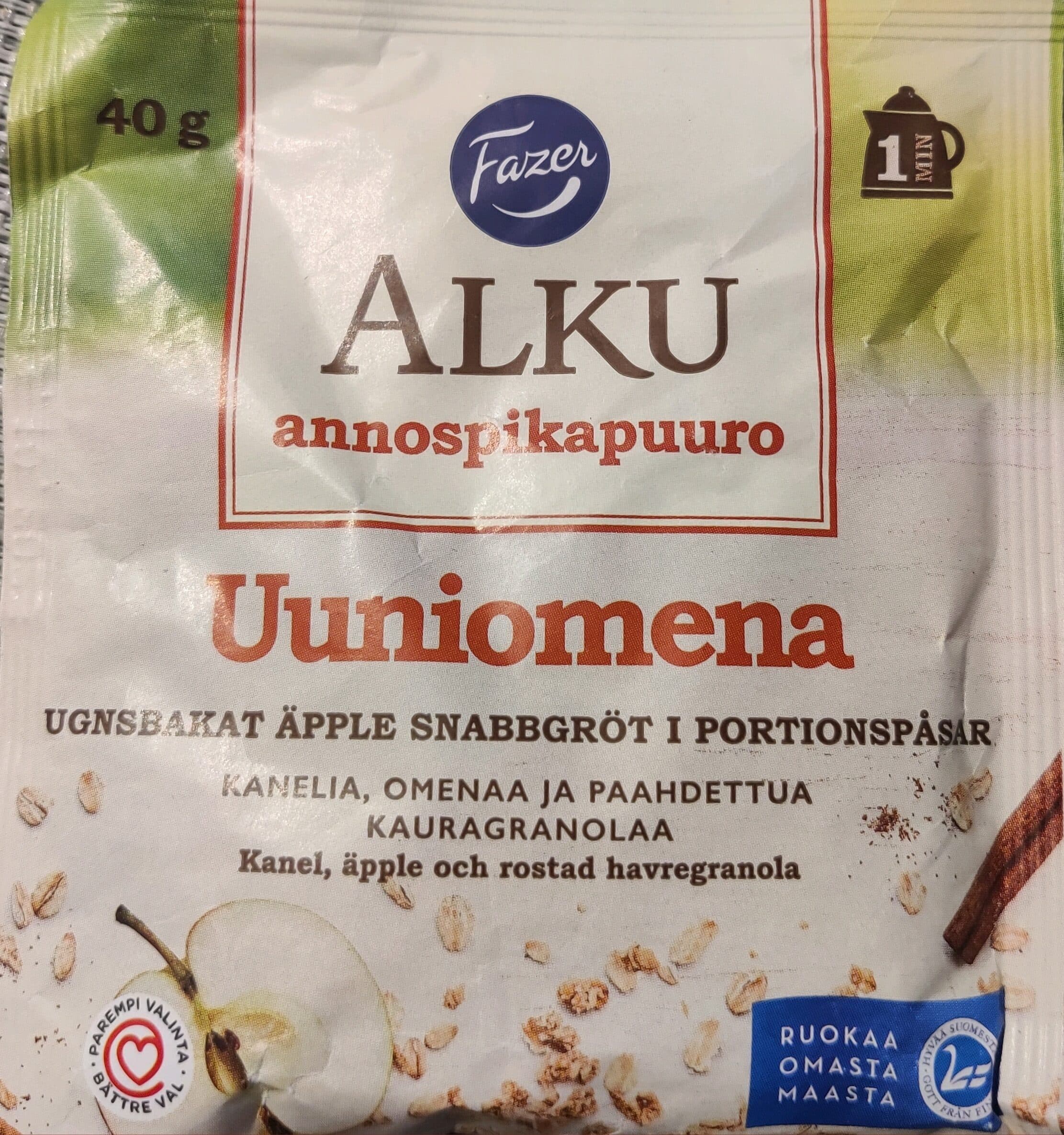 Fazer Alku Porridge pomme cannelle packshot