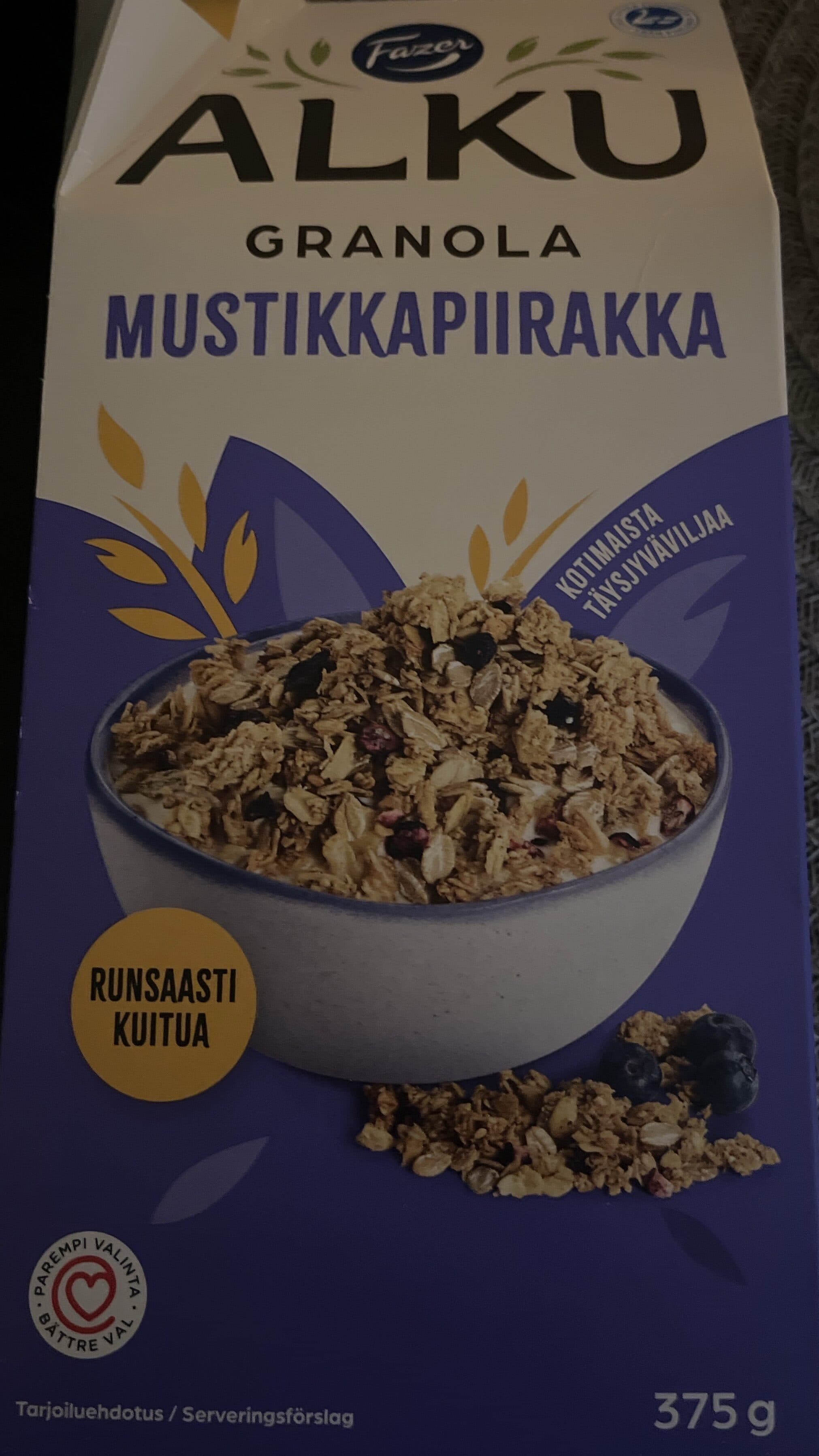 Fazer Alku Granola Mustikkapiirakka packshot