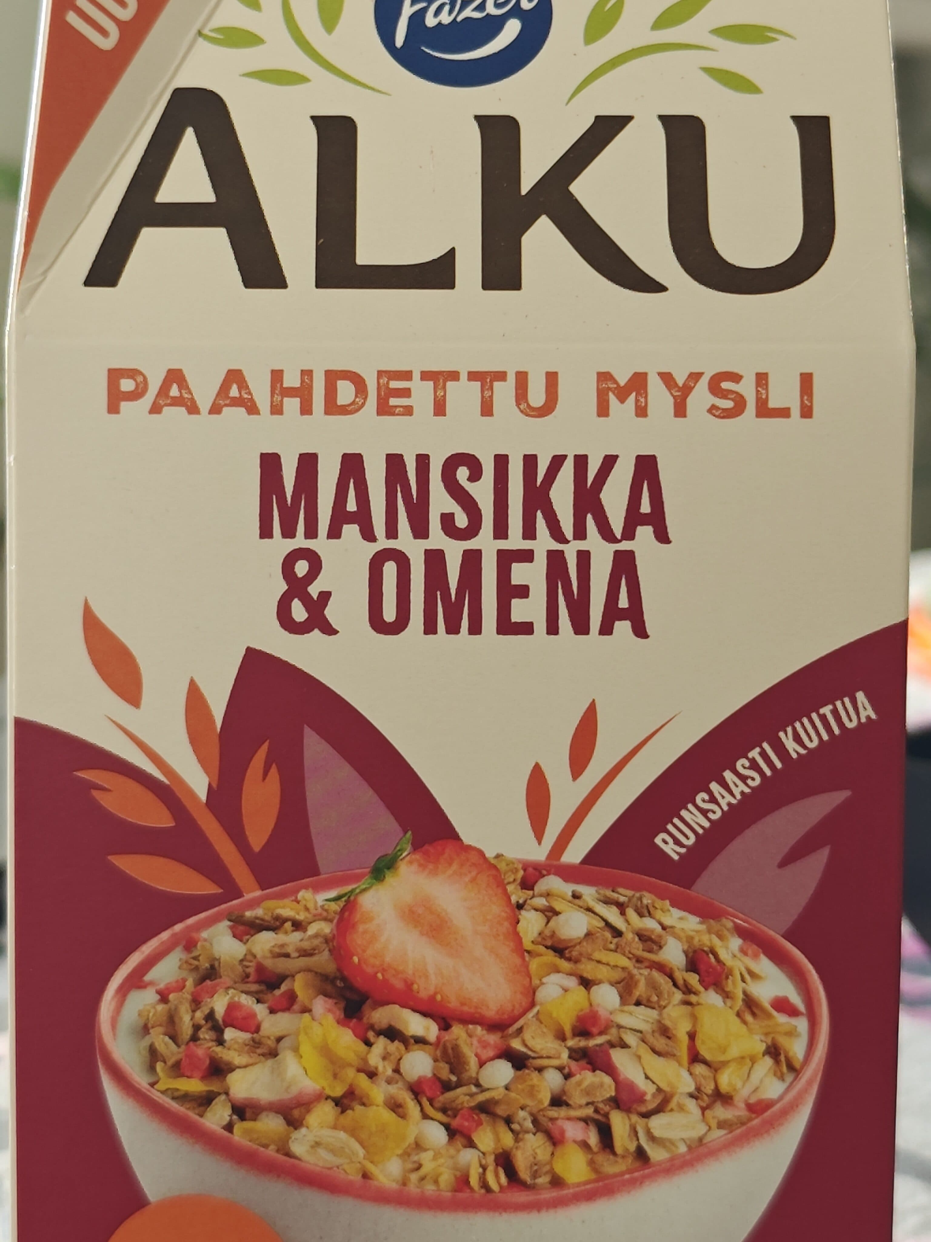 Fazer Alku Paahdettu Mysli Mansikka Omena packshot