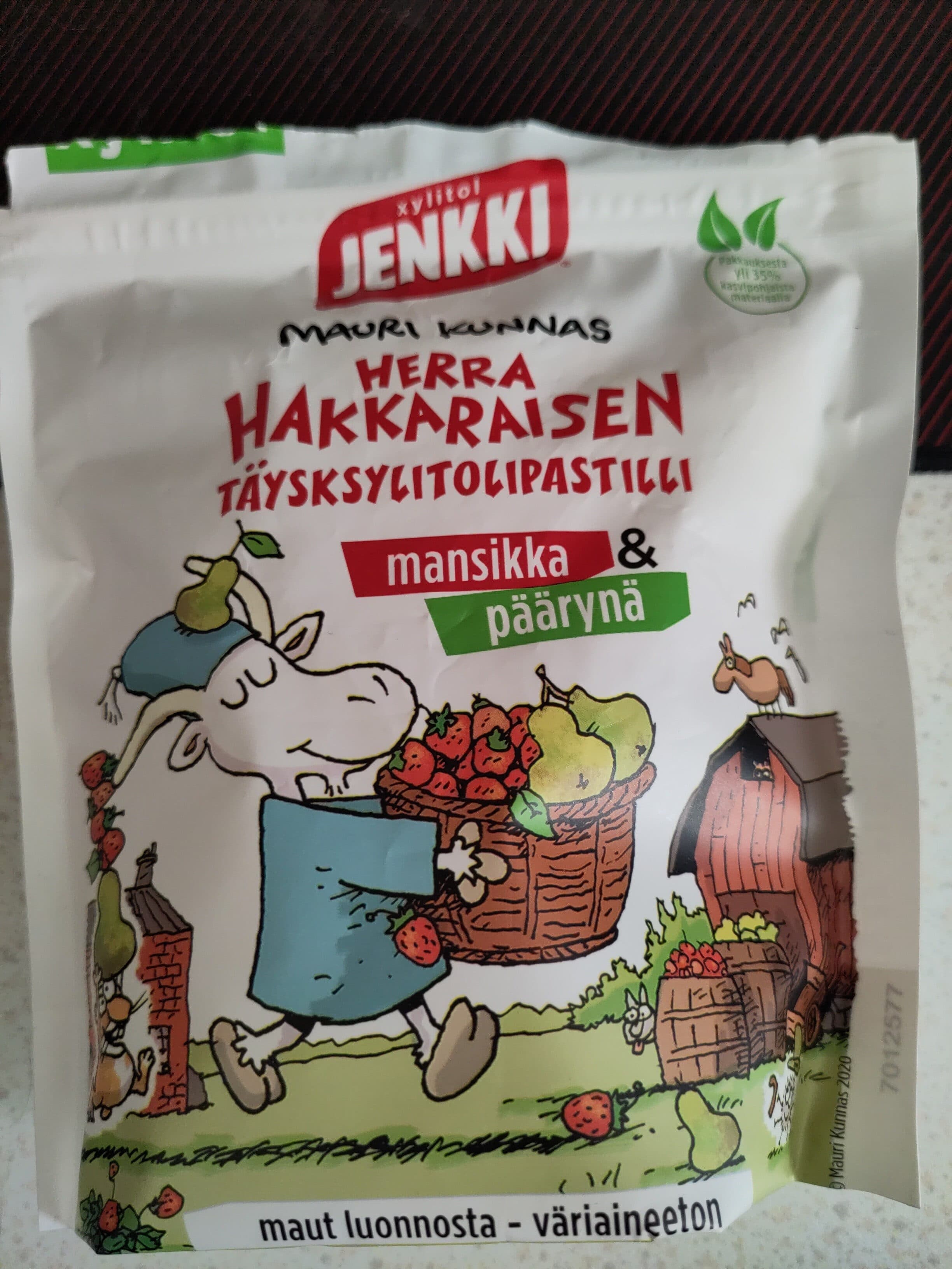 Cloetta Herra Hakkaraisen Täysksylitolipastilli mansikka päärynä packshot