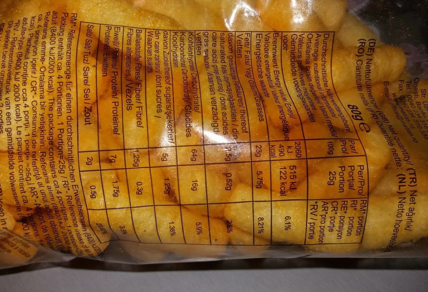 Open Food Facts Snack extrudé à base de farine de maïs au goût de fromage packshot